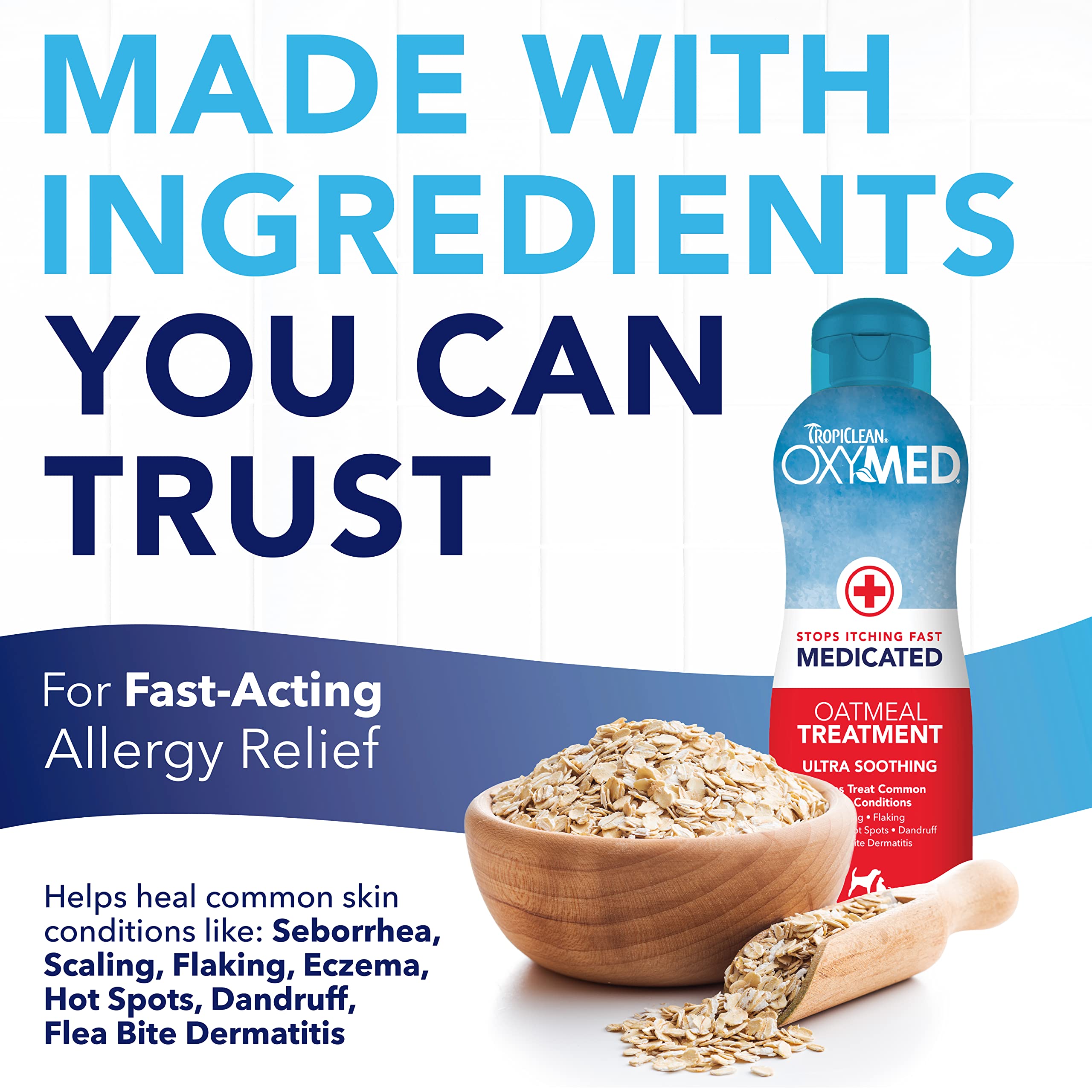 Tropiclean Oxymed Medicated Cat & Dog Conditioner For Itchy Skin | Skin Soothing Oatmeal Conditioner For Dogs & Cats | 1 Gallon