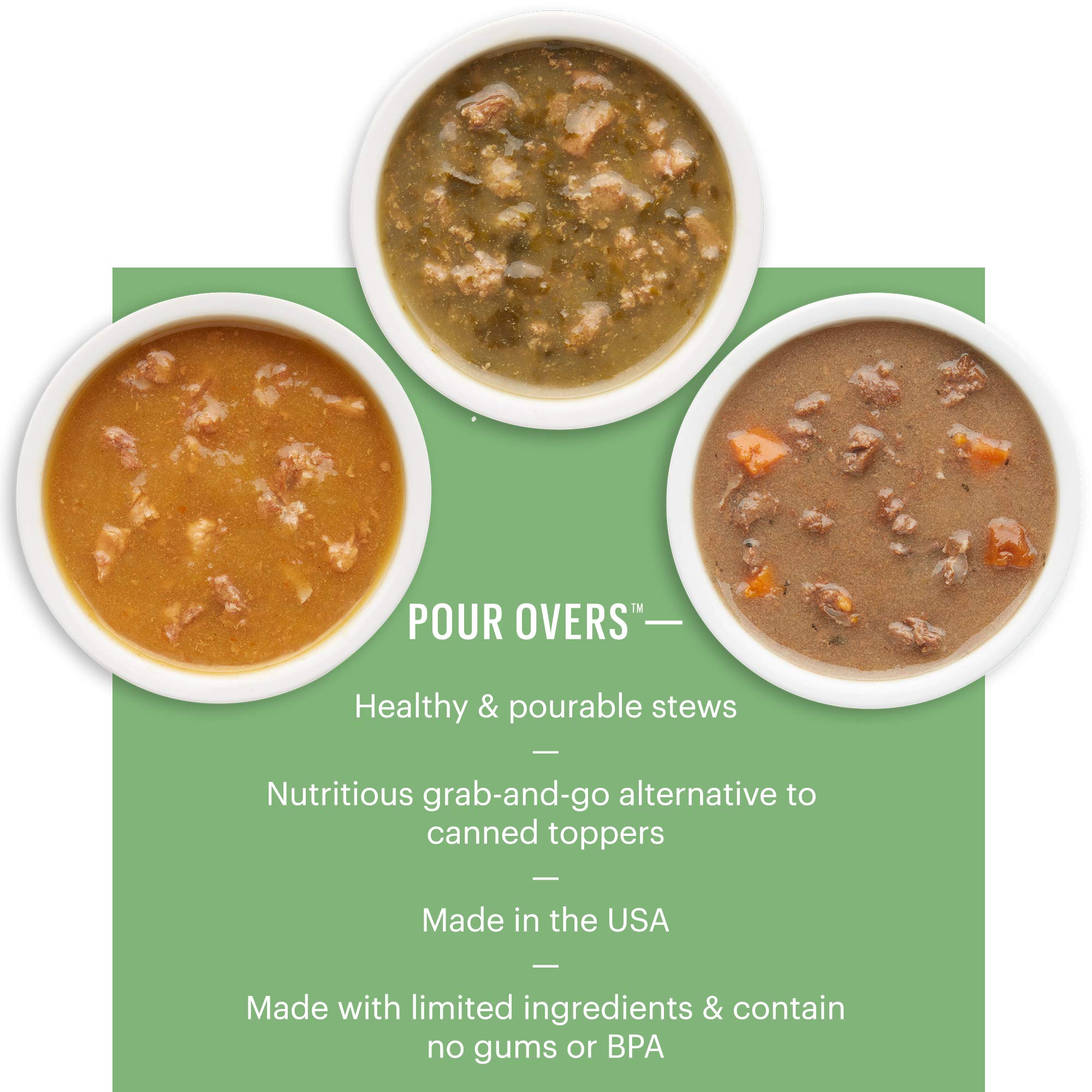 The Honest Kitchen Bone Broth POUR OVERS Wet Toppers for Dogs(Chicken strew) 5.5 oz (Pack of 12)