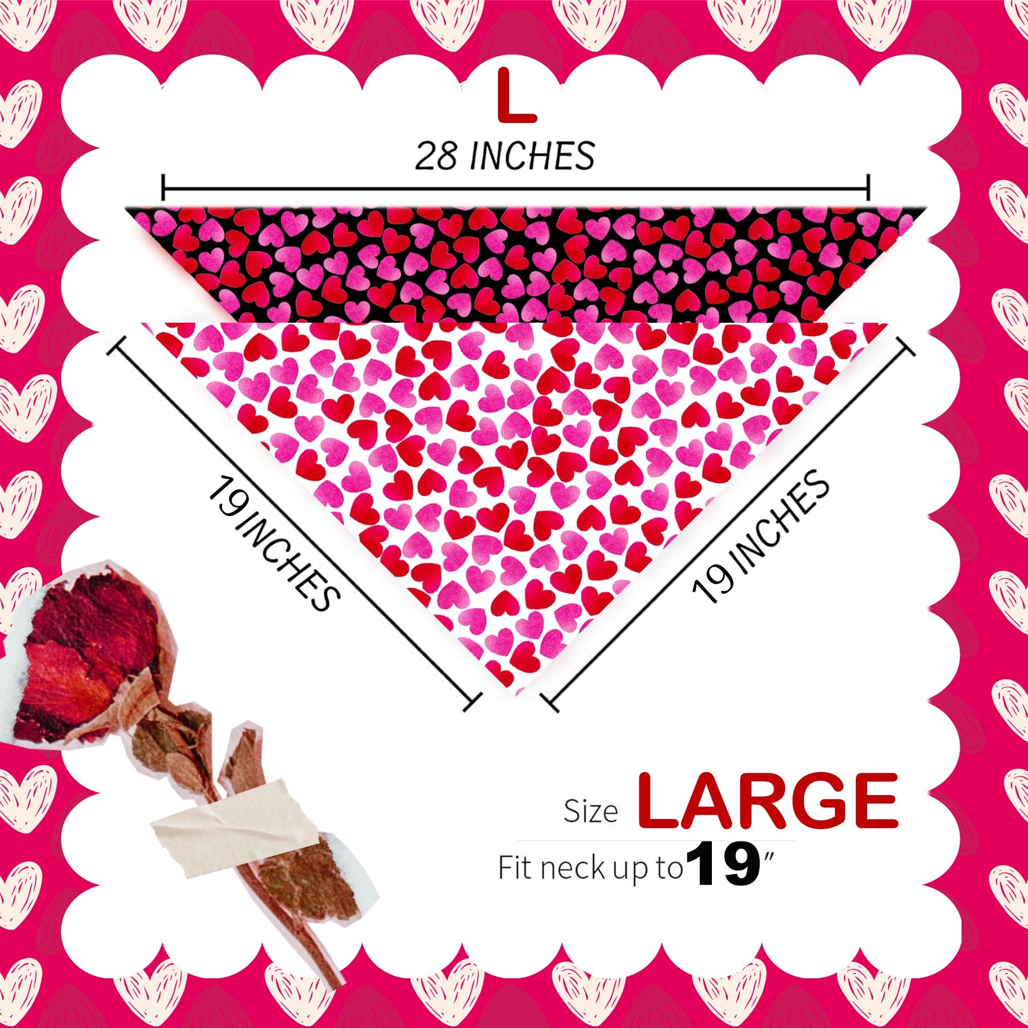 Mother'S Day Dog Bandanas 2 Pack, Gradient Pink Hearts Pet Scarves For Birthday Gifts Bandanas Bulk For Small Dogs (Mother'S Day