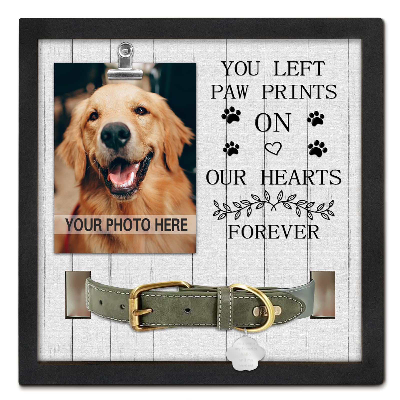 Purefly Pet Loss Gift, Memorial Sympathy Gifts For Loss Of Dog, Pet Memorial Frame, Cat Memorial Gift, You Left Paw Prints