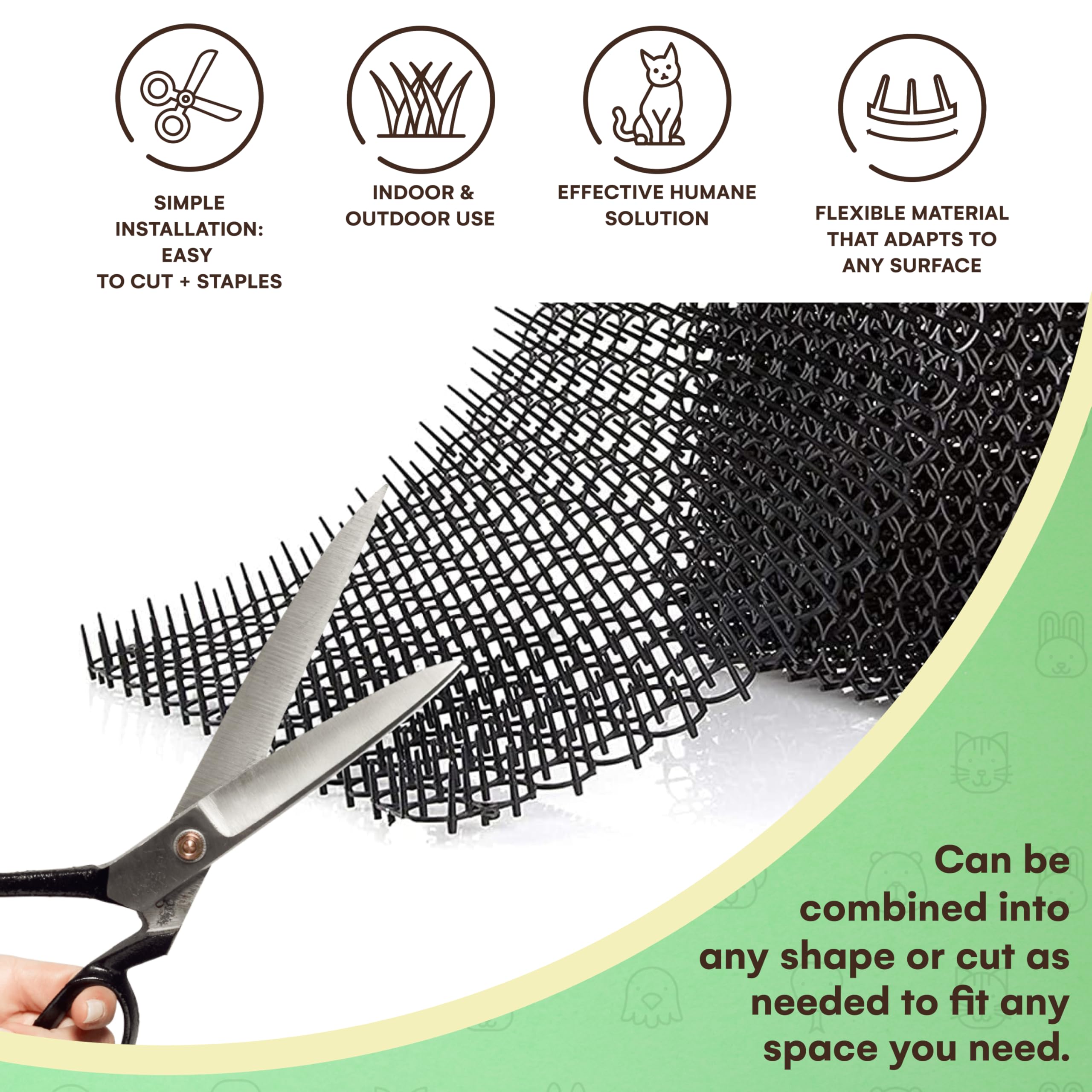 Homarden Cat Scat Mat 10-Piece Set - 16x13in Anti-Dig Spike Mat for Indoor/Outdoor Use - Black Cat Barrier Solution