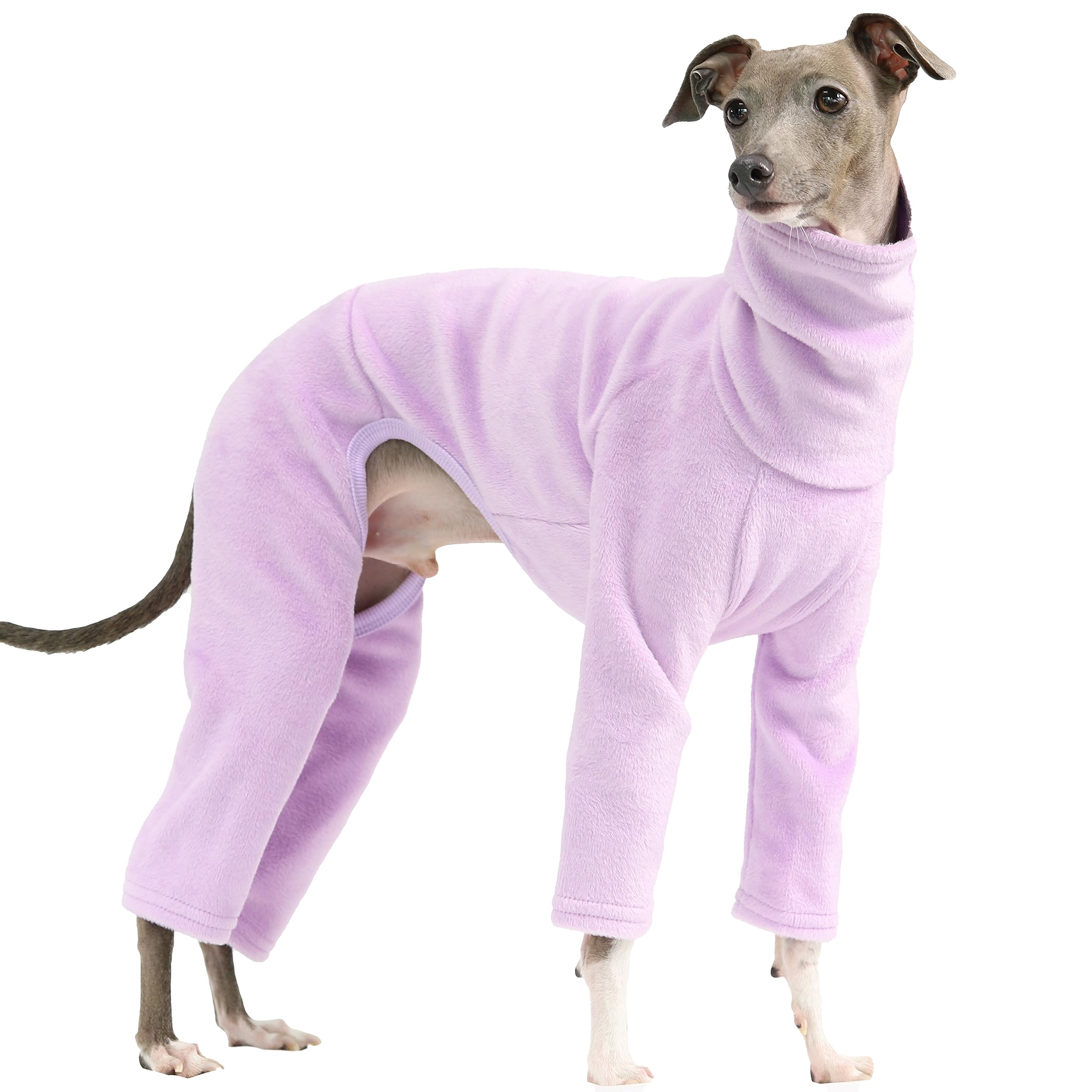 D Doggy Star Italian Greyhound Clothes Sweater Fleece Basic Onesie Whippet For Dog Turtleneck Outfits Coat (3Xl,Flce Purple)