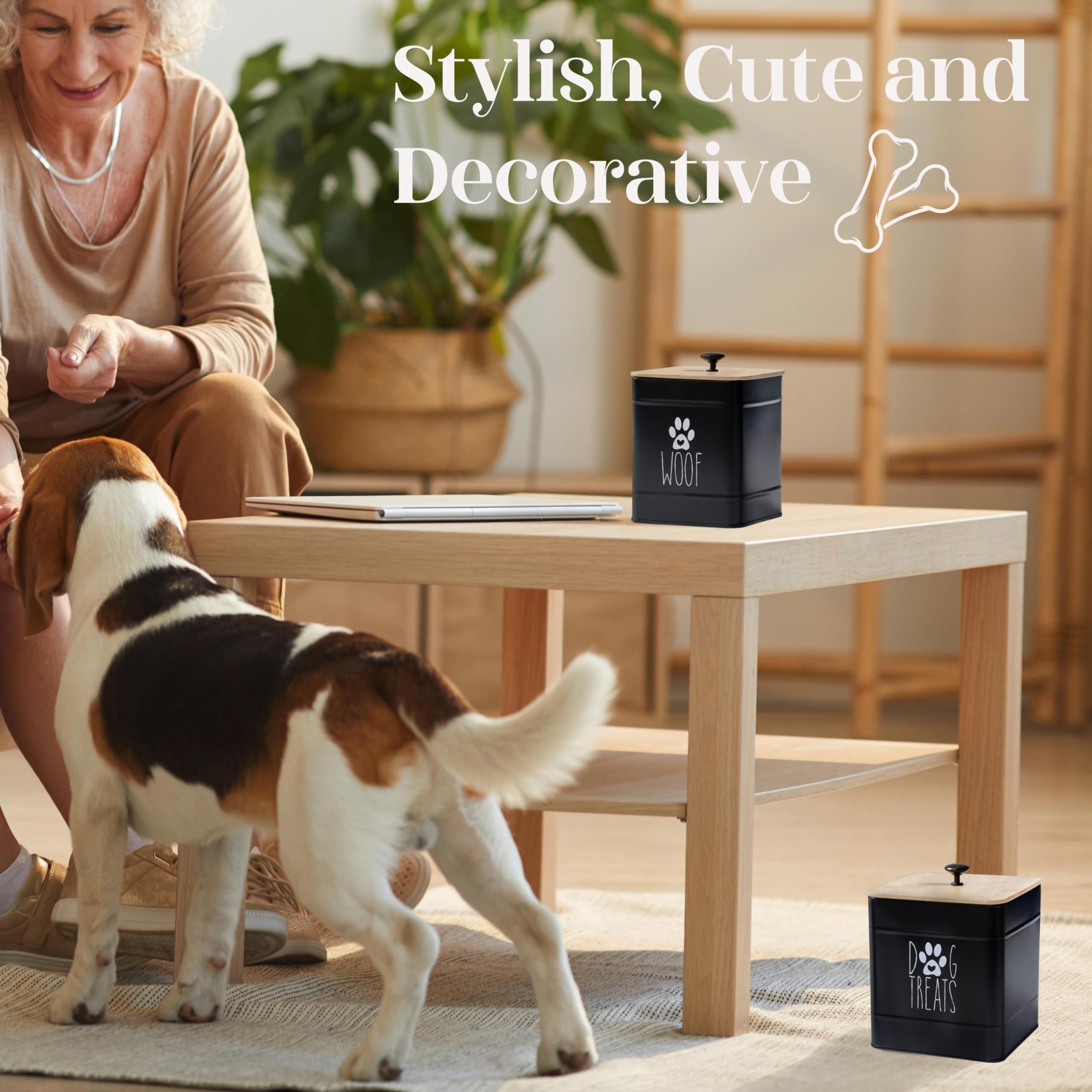 PERFNIQUE Dog Treat Container, Dog Treat Jar Set of 2 with Airtight Lid, Dog Cookie Jar for kitchen Counter, Pet Treat Container
