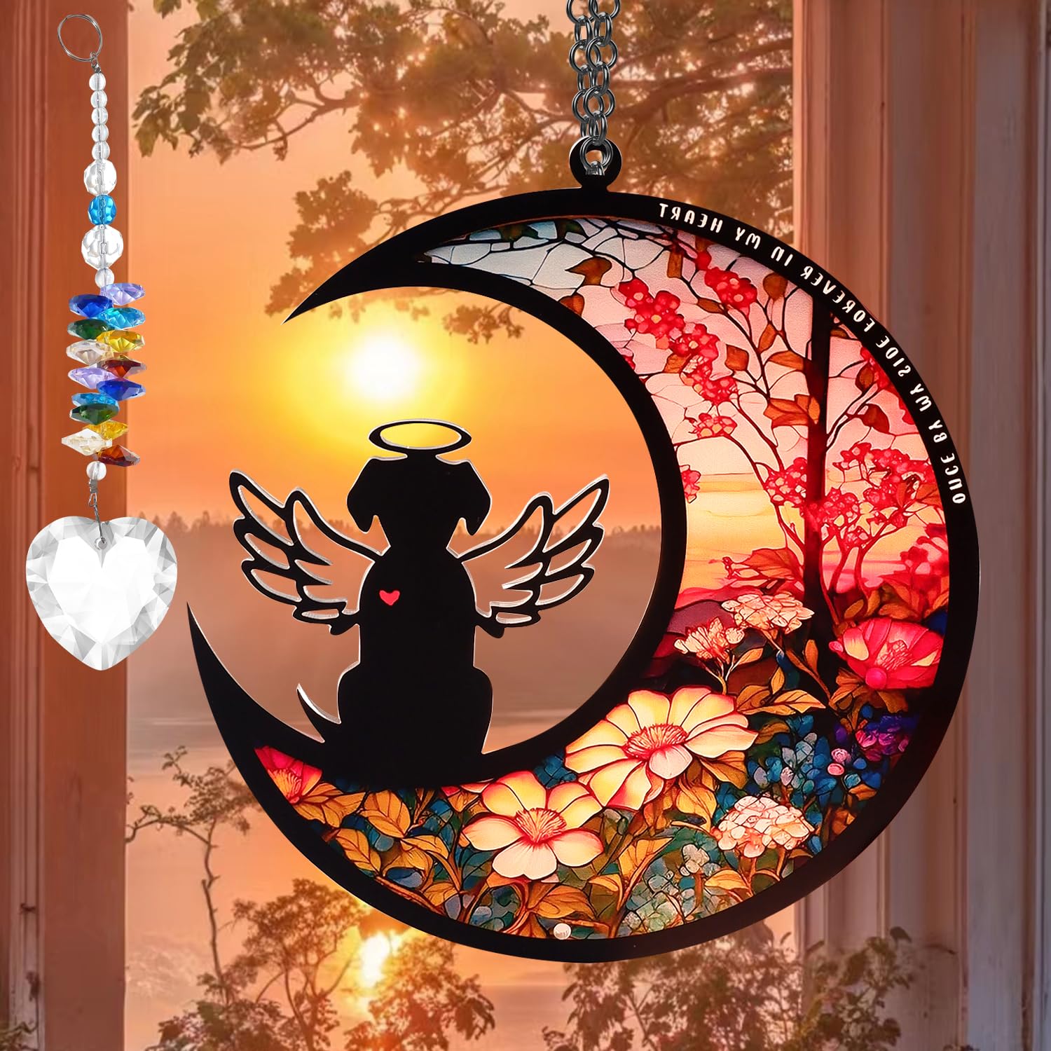 Ymgn Dog Memorial Suncatcher,Gifts For Dog Lovers, Dog Memorial Ornament Loss Of Pet Sympathy Gift, In Loving Memory For Loss Do