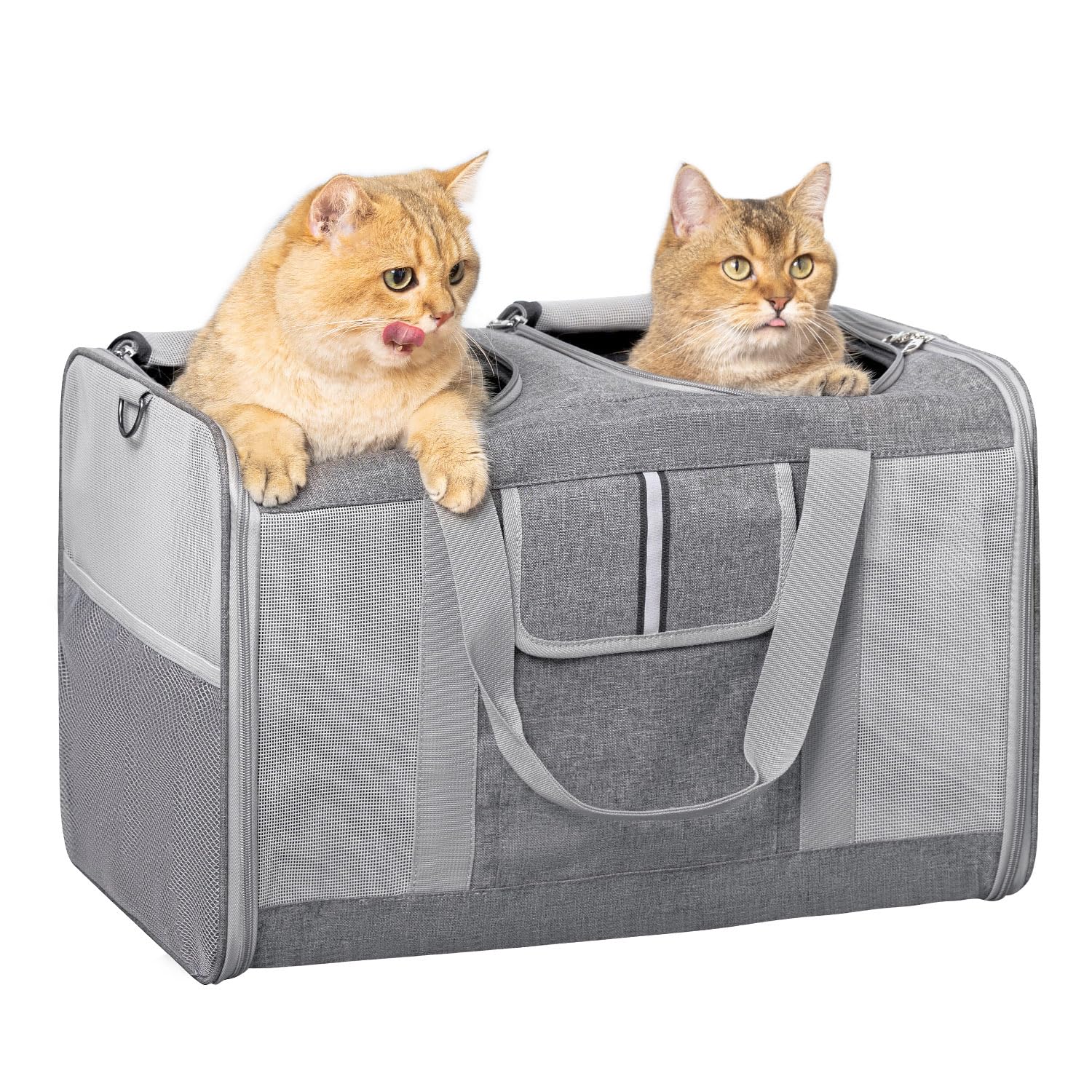 Sedioso Large Cat Carrier for 2 Cats, 21.7x 13.8x 13.8in Pet Carrier for Cat and Dog Up to 38lbs, All-Sided Mesh Cat Carrier wit