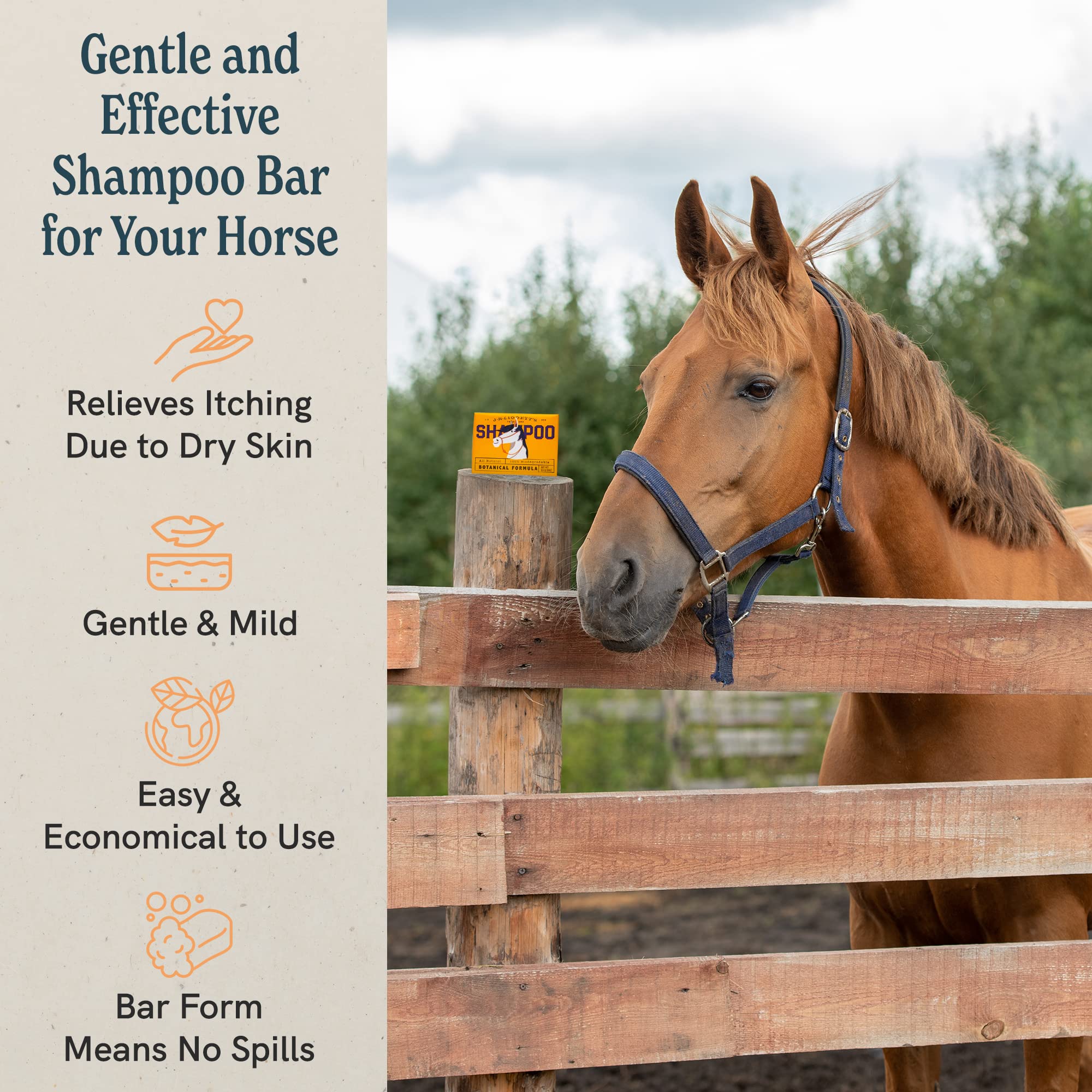 Jrliggett'S Botanical Horse Solid Bar Shampoo For Sensitive Dry Skin | Antibacterial | Hypoallergenic Biodegradable | 100% Eco-F