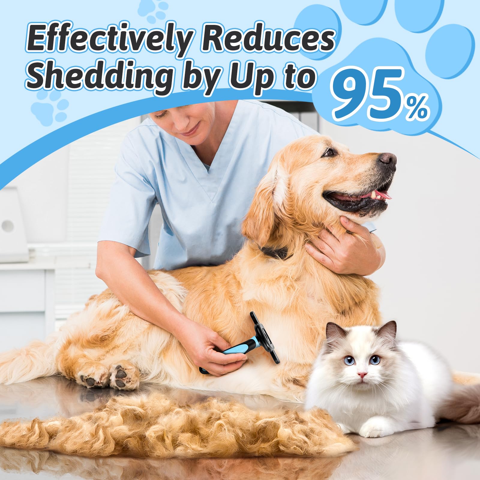 Miu Color Long Hair Pet Grooming Brush, Deshedding Tool For Medium And Large Dogs & Cats, Effectively Reduces Shedding By Up To 95% For Pet Hair, Blue