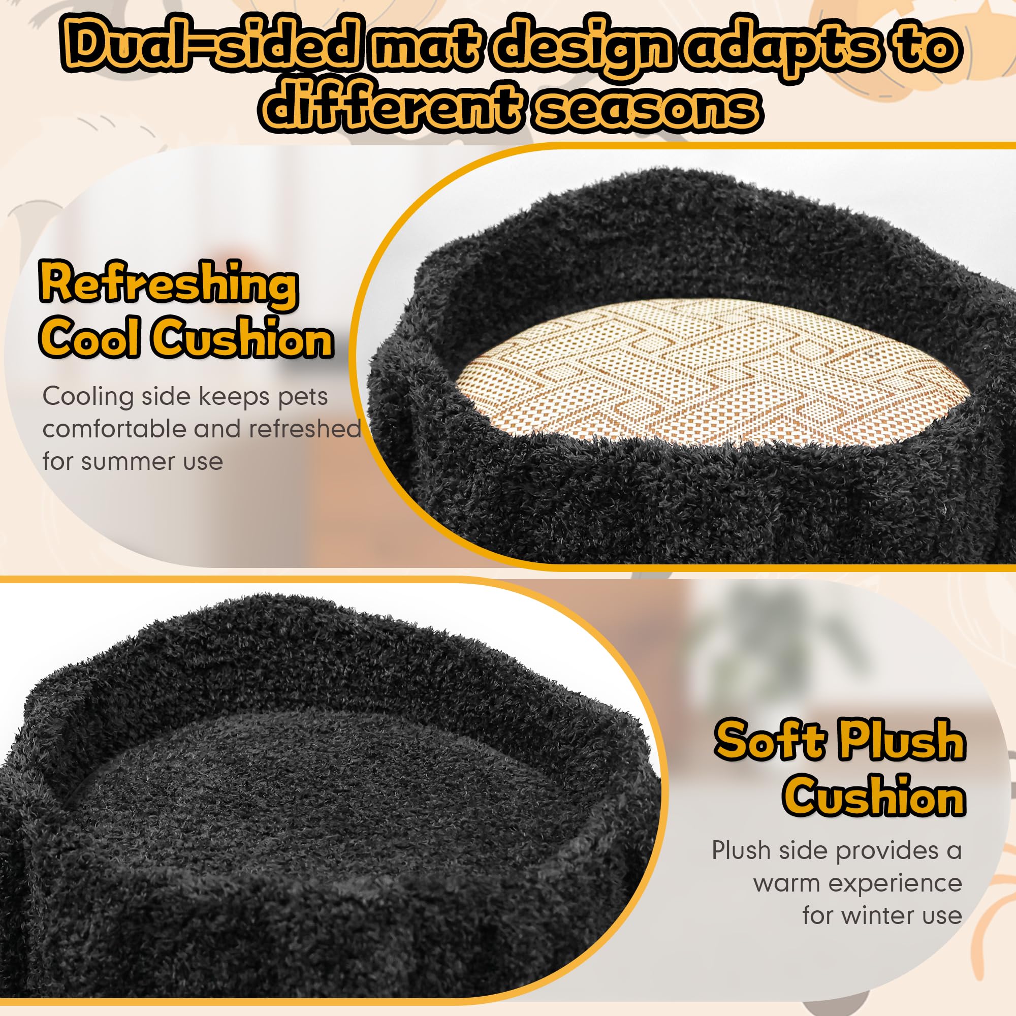 Super Large Cat Tree For Indoor Cats, All-In-One Tall Cats Tower With Scratching Post, Luxury Multi-Level Solid Wood Cat Condo F