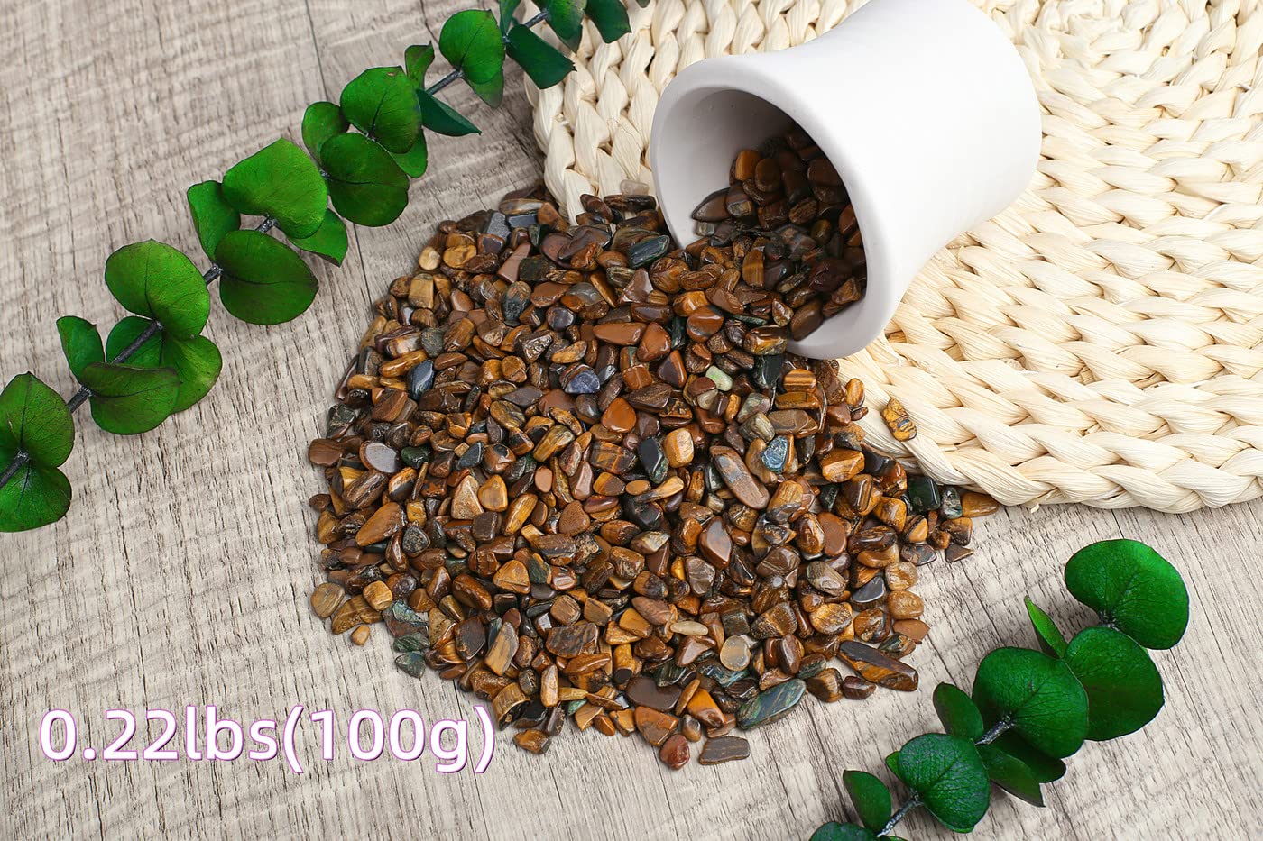 ZHIYUXI Tigers Eye Crystal Vase Filler Crystal Chips Stone for Decoration Succulent Plants Vase Fish Tank Gravel Crushed Crystal