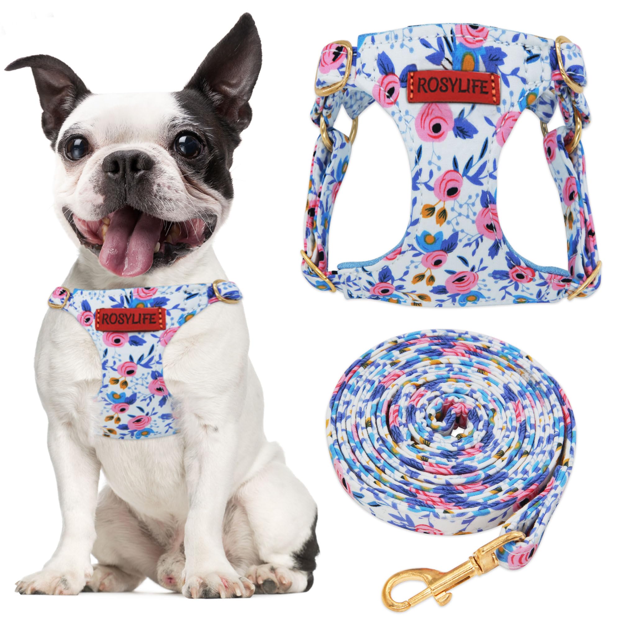 No Pull Dog Harness Adjustable Small Harness And Leash Set, Lightweight And Soft Dog Harness No Choke Escape Proof Pet Harness V