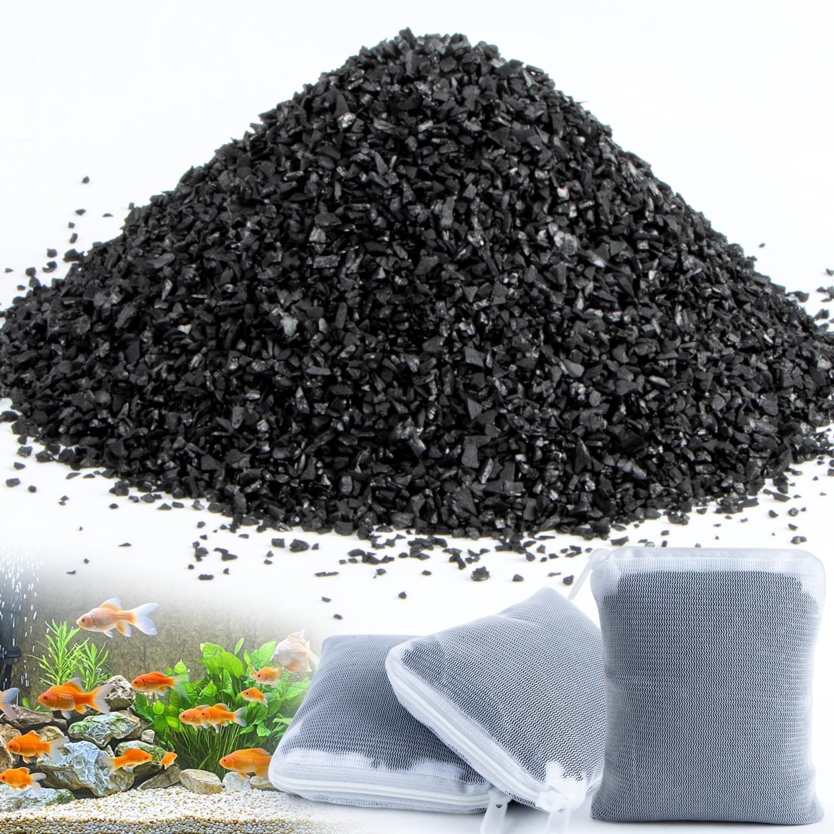 Maqihan 410G Activated Charcoal - Activated Carbon Aquarium Filter Media Charcoal Pellets For Fish Tank Supplies Media Bags For 