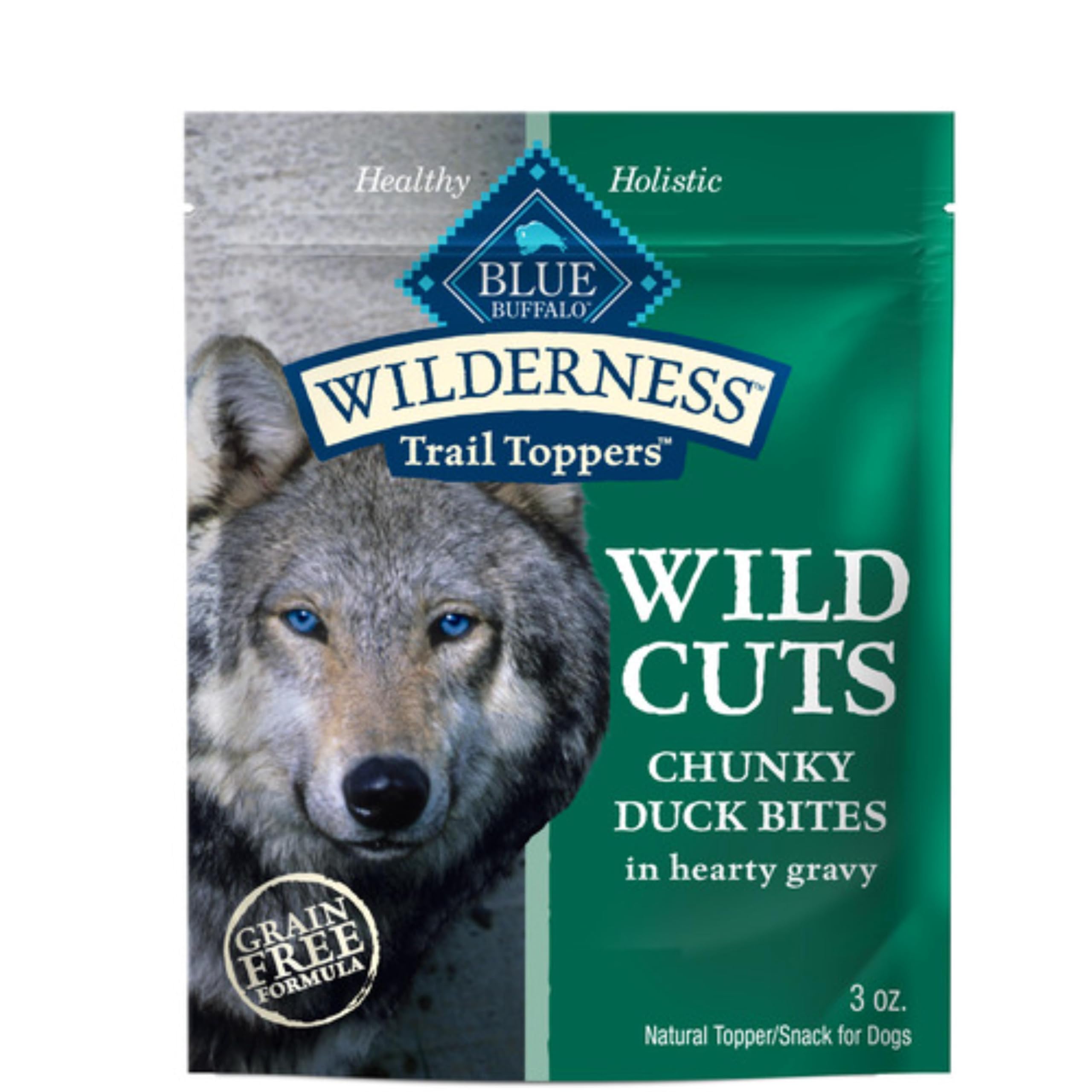Blue Buffalo Wilderness Trail Toppers Wild Cuts Natural High-Protein Dog Wet Food, Duck Bites in Hearty Gravy, 3-oz Pouch, 24 Co