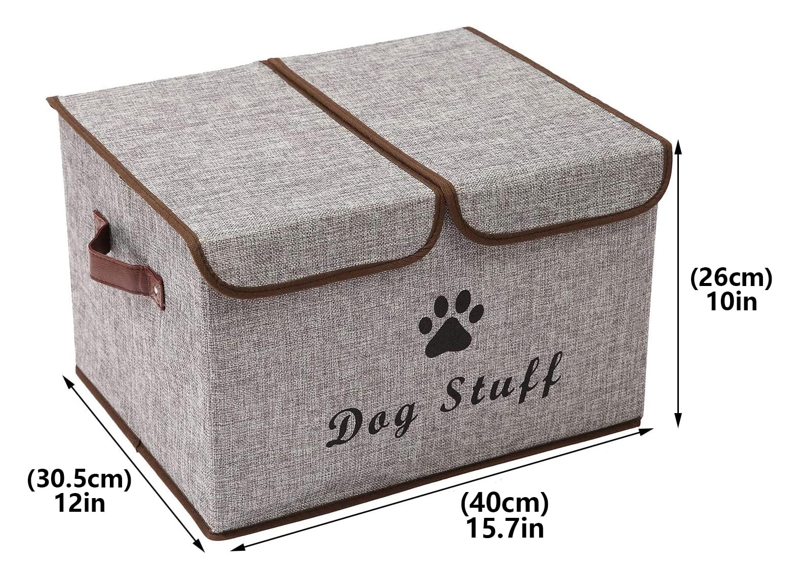 Geyecete Large Storage Boxes - Large Linen Fabric Foldable Storage Cubes Bin Box Containers with Lid and Handles for Dog Apparel