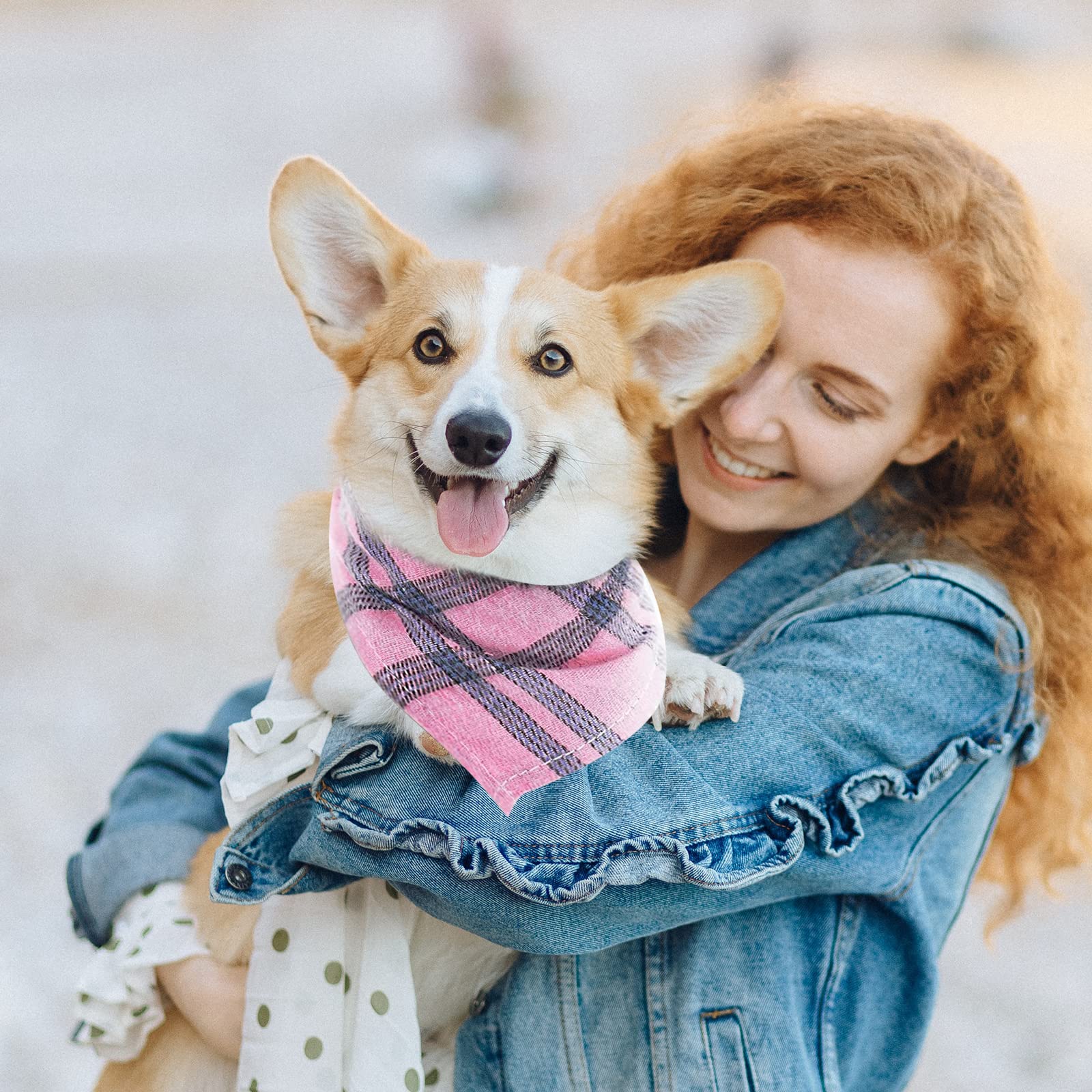 Segarty Dog Bandanas, 30 Pack 22.8'X15.7' Pet Scarf Triangle Plaid Bibs Accessories Bulk For Medium Small Dogs Cats Large Puppy Dogs, Washable Adjustable Reversible Boy Pets Birthday Kerchief