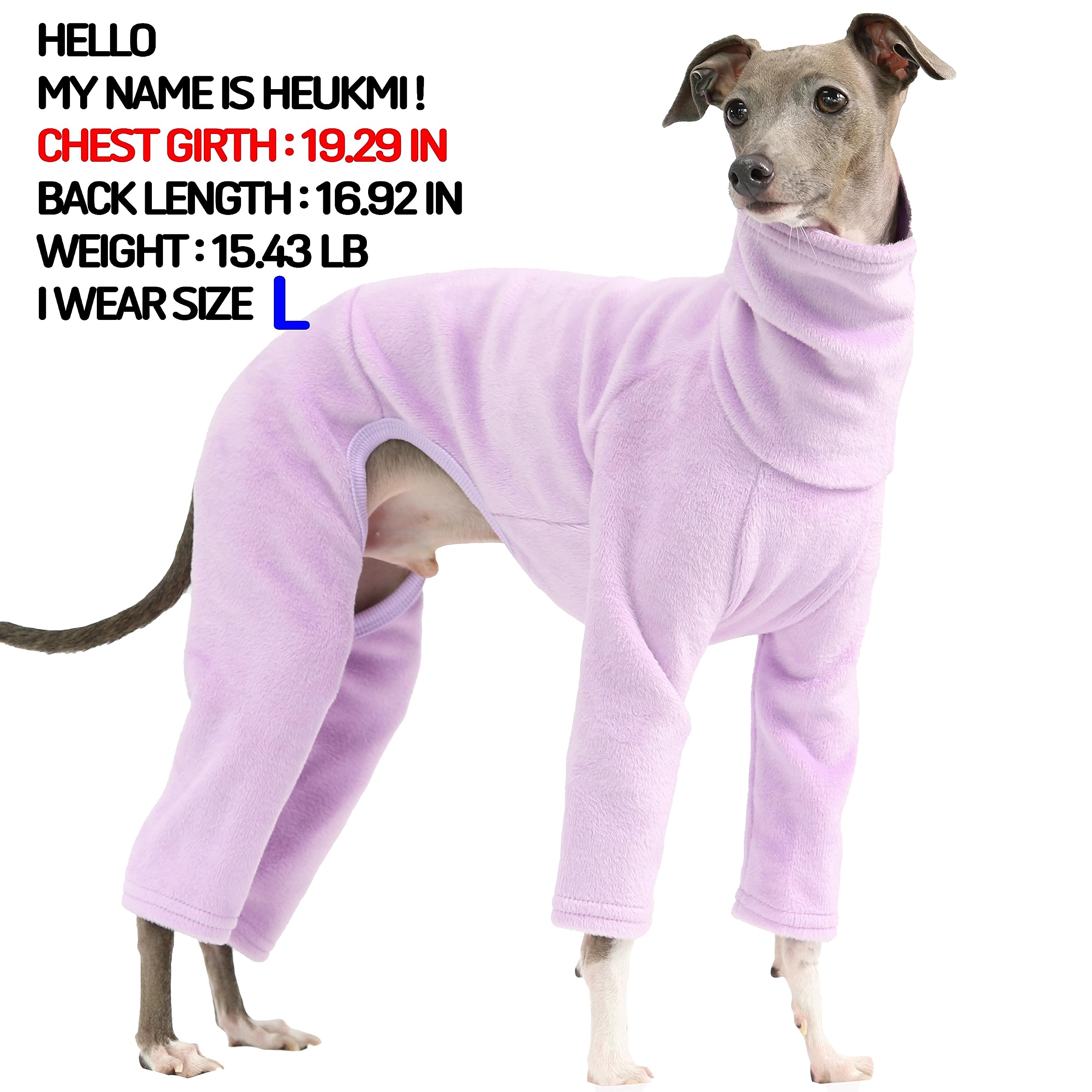 D Doggy Star Italian Greyhound Clothes Sweater Fleece Basic Onesie Whippet For Dog Turtleneck Outfits Coat (3Xl,Flce Purple)