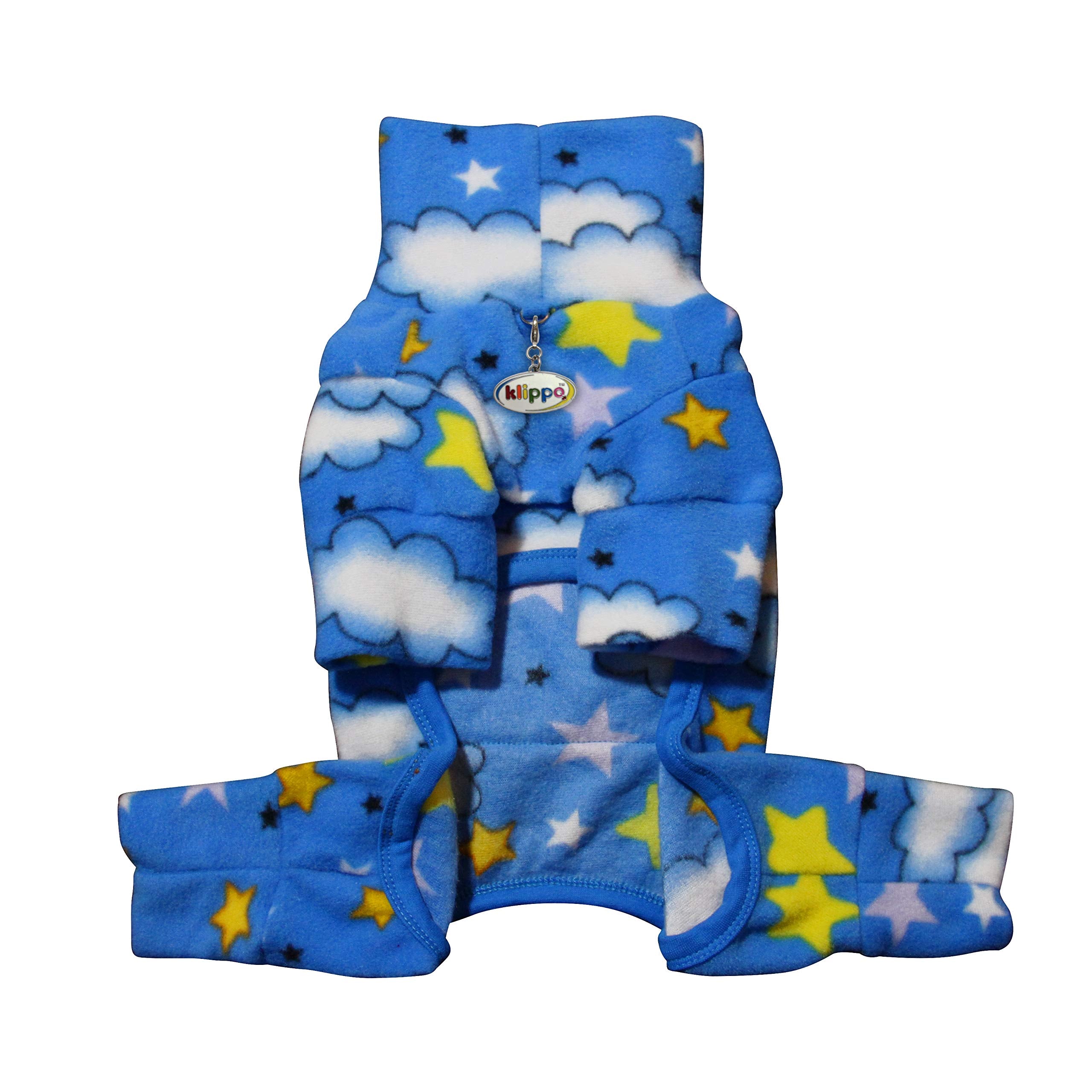 Klippo Dog/Puppy Stars And Clouds Fleece Turtleneck Pajamas/Bodysuit/Loungewear/Coverall/Jumper/Romper For Small Breeds (X-Small)