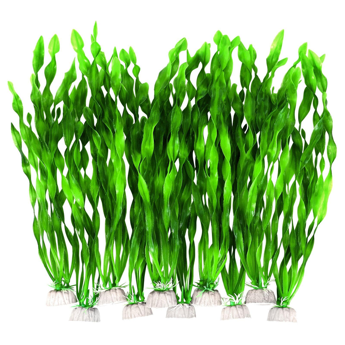 Aquaneat Fish Tank Artificial Plants, Aquarium Plastic Seaweed Decorations, 12Inch Tall Fake Green Accessories, 10 Packs