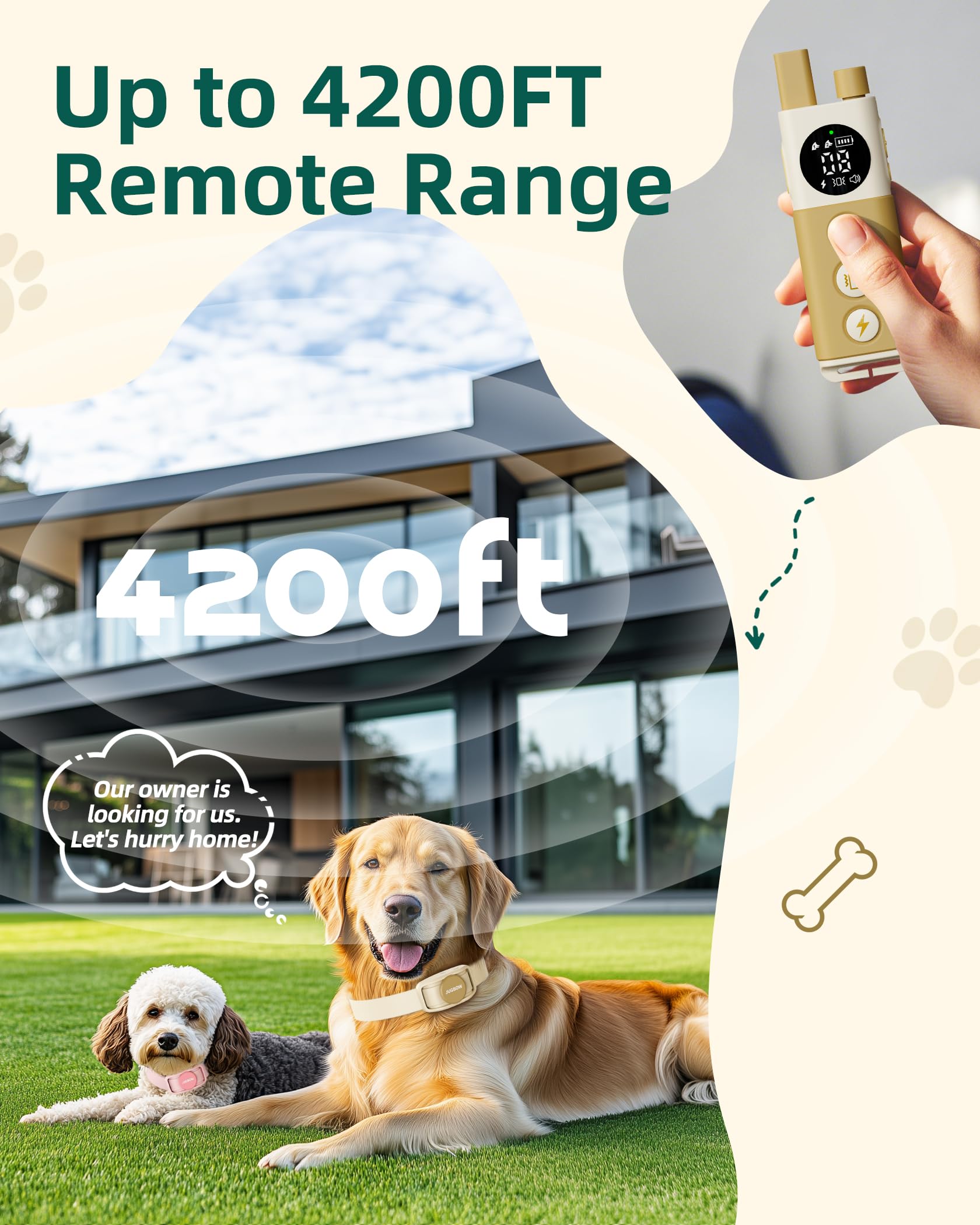 Jugbow Dog Training Collar For 2 Dogs - 4200Ft Remote Control With 3 Training Modes, Electric Collar With Led Light & Ipx8-Water