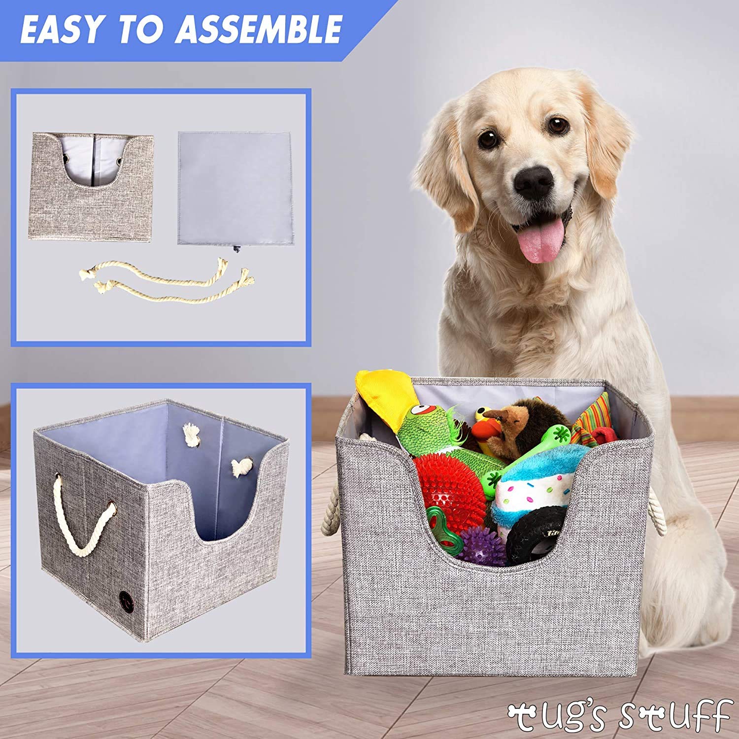 Premium Dog Toy Bin & Blanket Basket - Living Room & Nursery Storage, Easy to Clean, Perfect for Toy Organization - 13x13x11