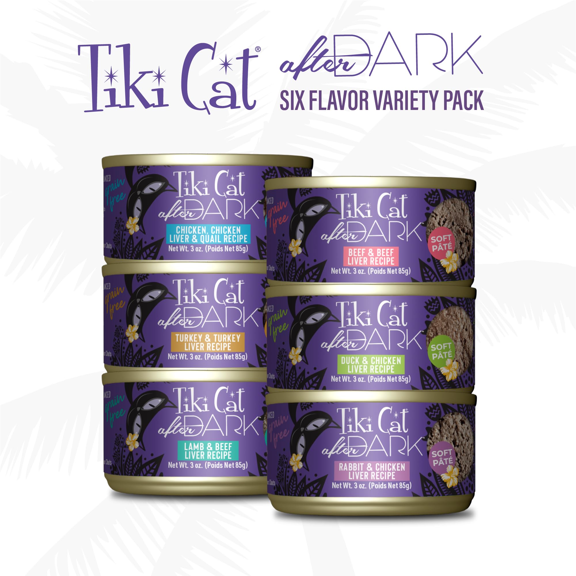 Tiki Cat After Dark Pt  , Variety Pack, High-Protein and 100% Non-GMO Ingredients, Wet Cat Food for Adult Cats, 3 oz. Cans (Pack