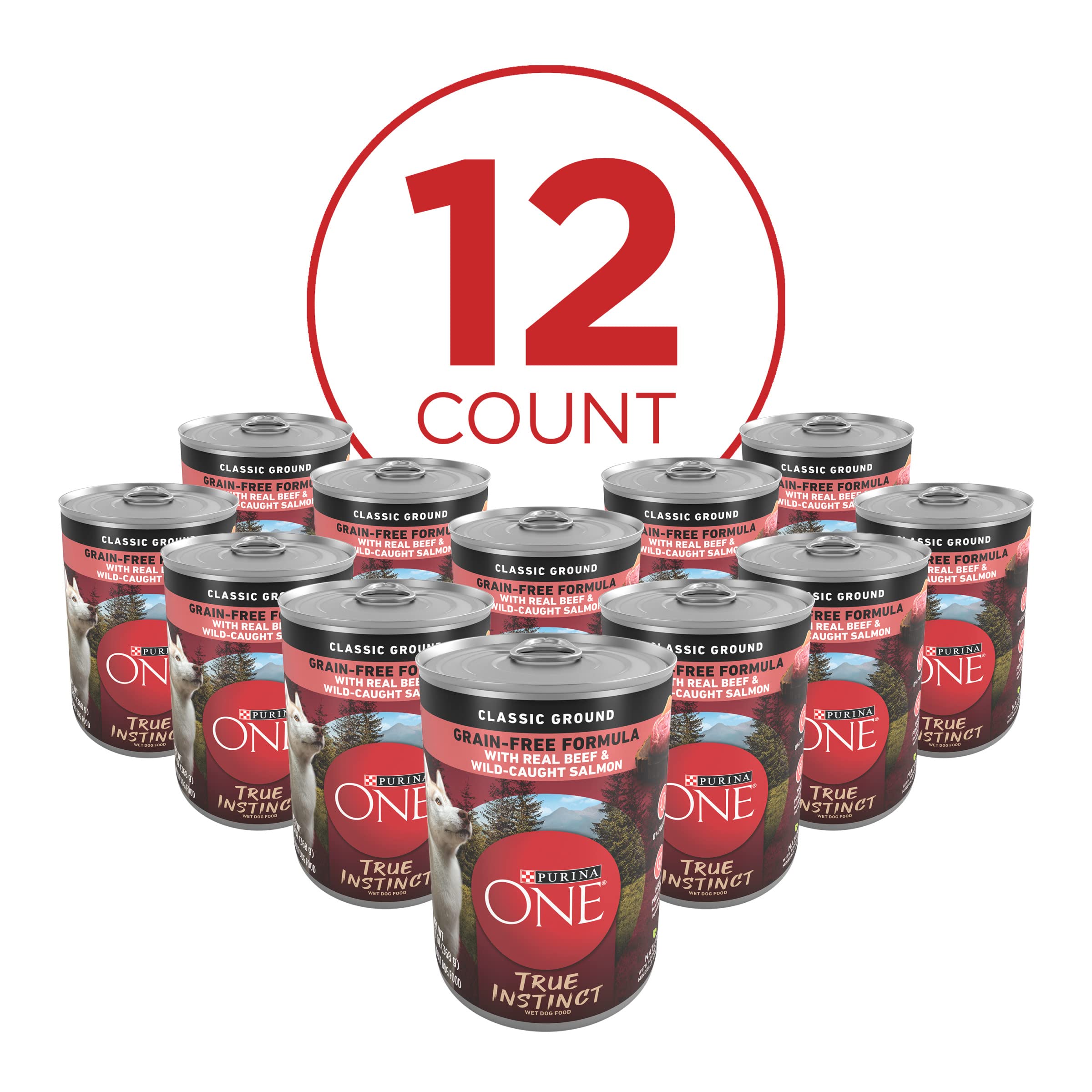 Purina ONE Wet Dog Food True Instinct Classic Ground Grain-Free Formula With Real Beef and Wild Caught Salmon High Protein Wet D