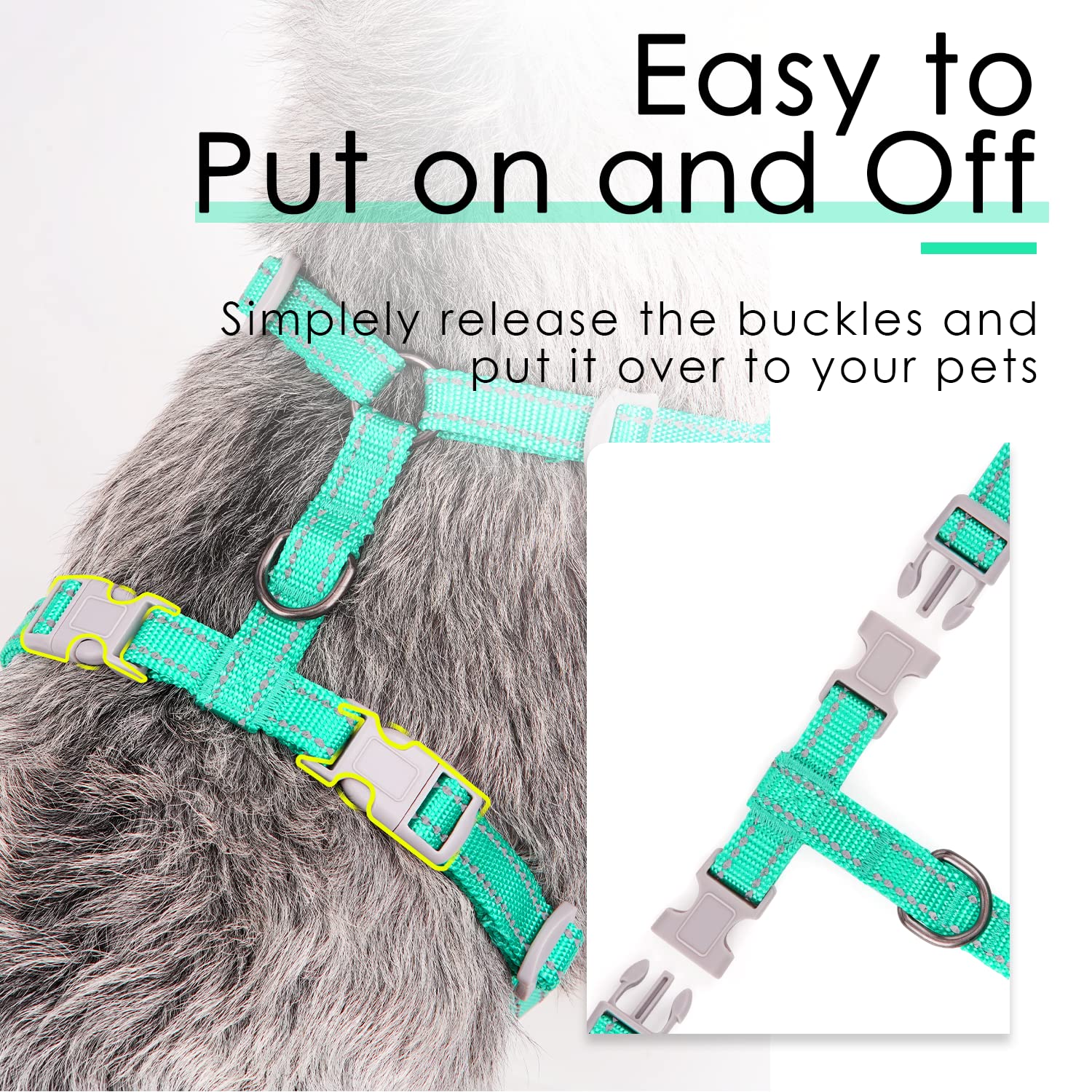 ThinkPet Reflective Breathable Soft Air Mesh No Pull Puppy Choke Free Over Head Vest Harness for Puppy Small Medium Dogs and Cat