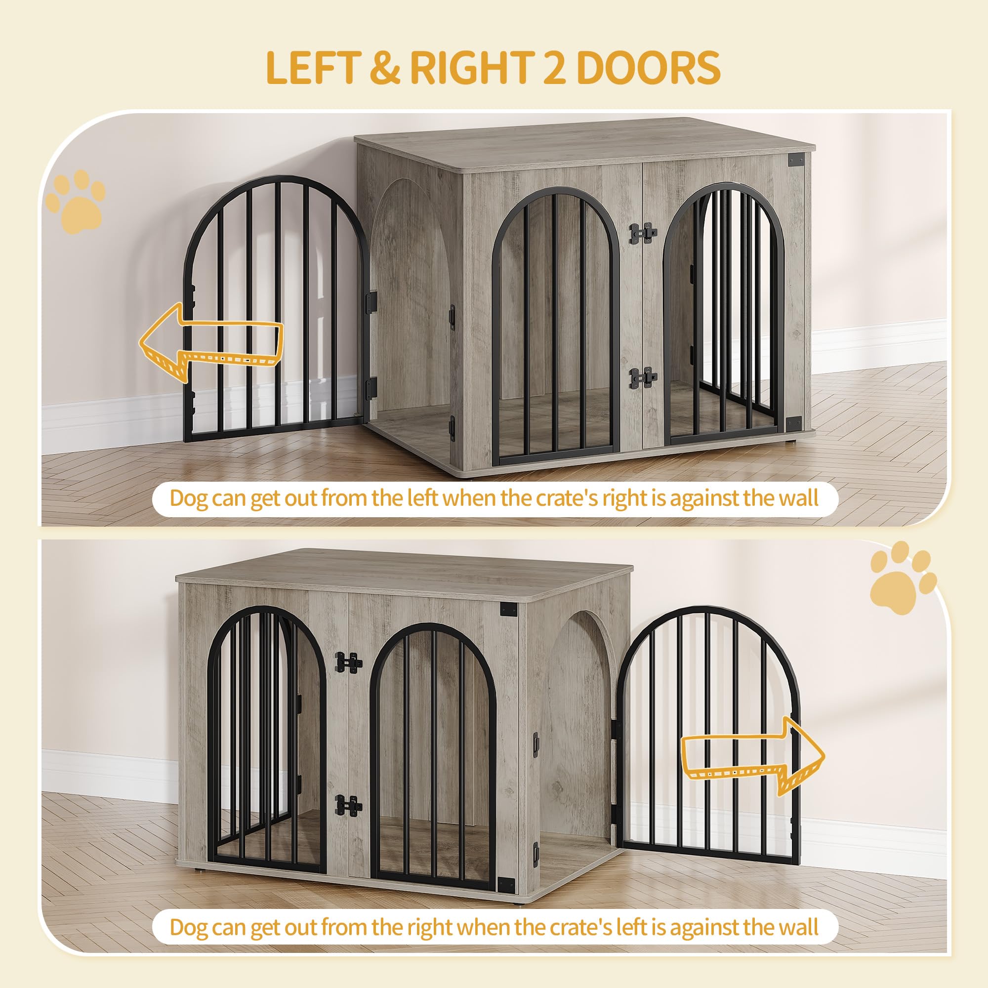 Hzuaneri 31.5 Wooden Dog Crate Furniture, Indoor Dog Kennel Dogs Cage for Small/Medium Dogs, Heavy Duty Dog Crates Decorative