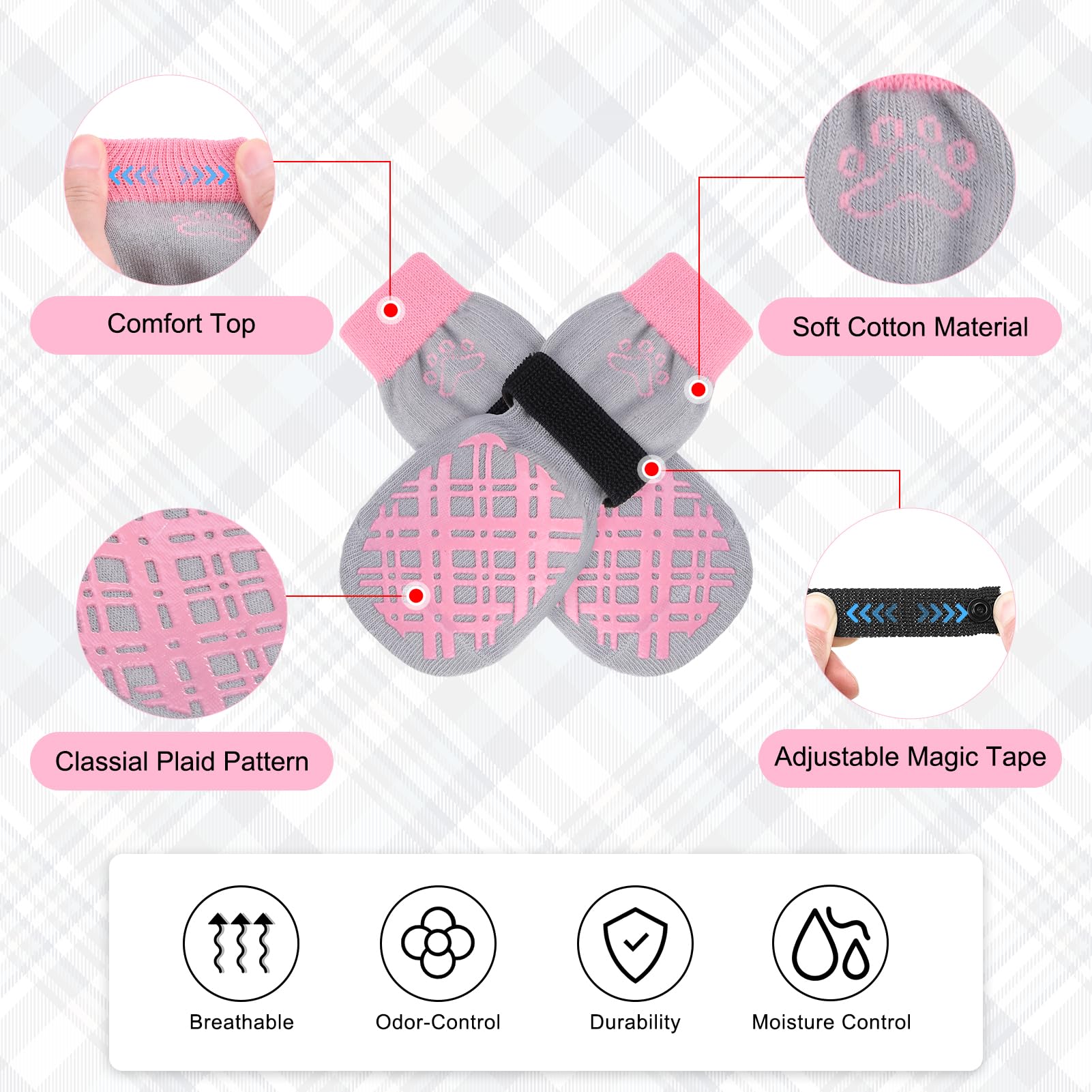 Beautyzoo Dog Socks & Boots - Prevent Licking Paws & Protect Feet On Hot Pavement & Hardwood Floors - Non-Slip, Traction Control