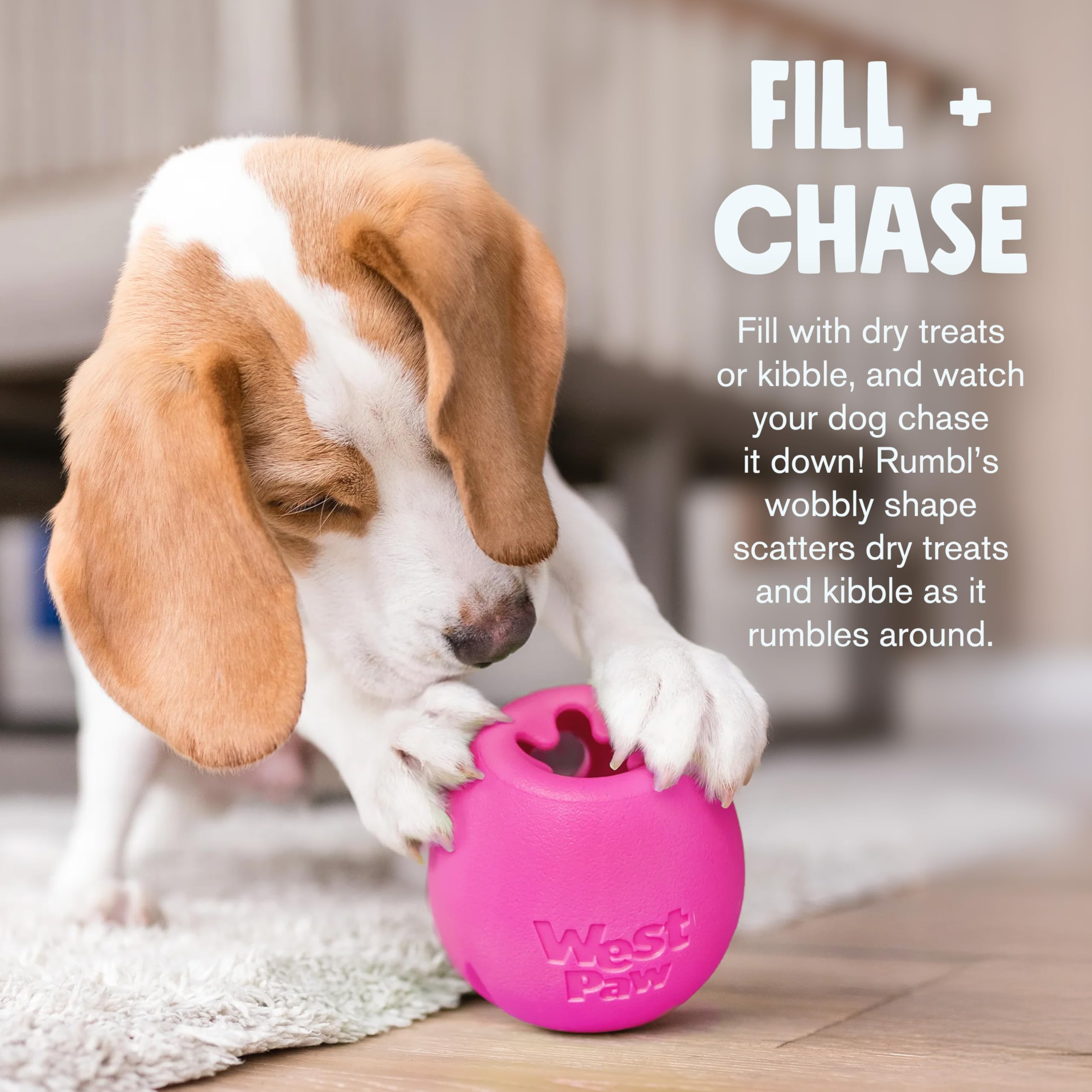 West Paw Zogoflex Rumbl Treat-Dispensing Dog Toy - Interactive Slow-Feeder Chew Toys for Dogs - Dog Enrichment Toy - Dog Toy for