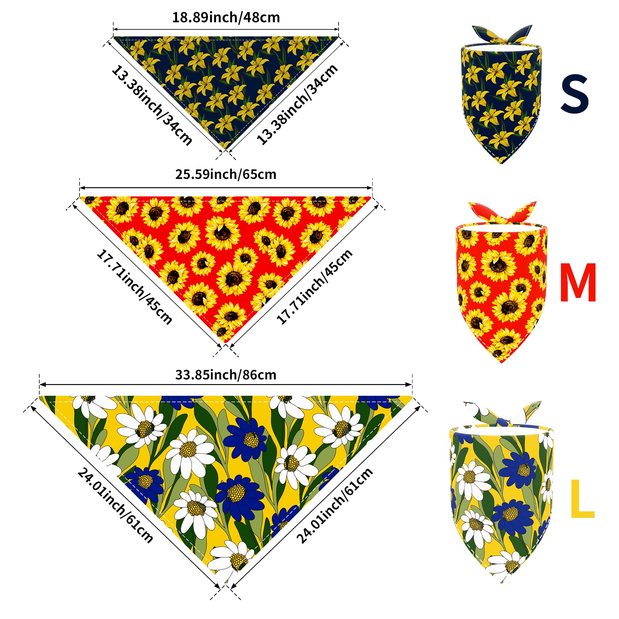 JpGdn 10PCS Dog Bandanas Floral Spring Flowers for Medium Breed Dog Pink Purple Yellow Pattern Kerchief Triangle Bibs Head Scarv