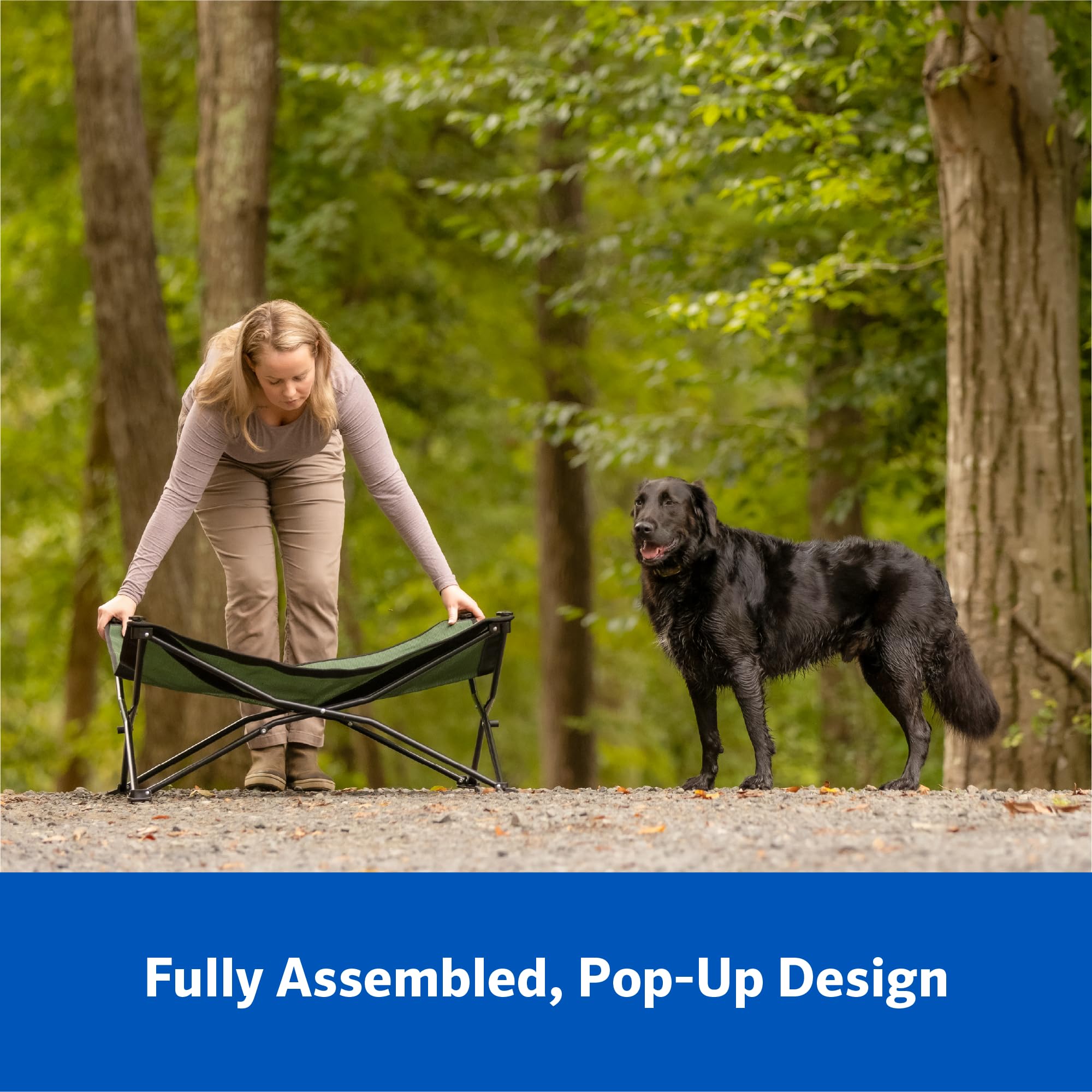 Coolaroo On-The-Go Elevated Dog Bed Kit - Portable & Cooling Travel Cot With Heatshield Fabric For Small Dogs, Lightweight & Com