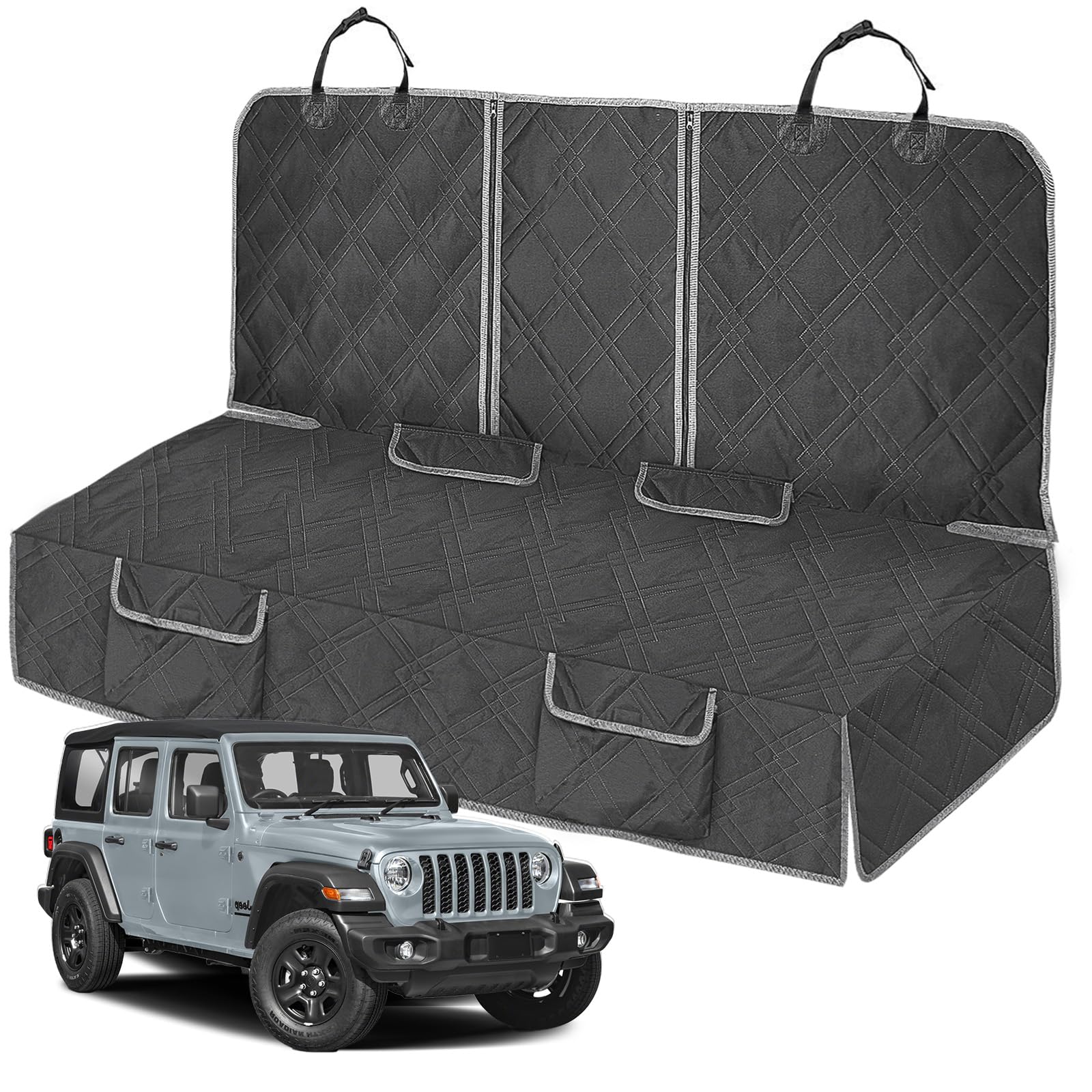Kistrba Dog Car Seat Cover Compatible With Jeep Wrangler 4 Door 2007-2025, Waterproof Pet Bench Seat Cover For Back Seat, 600D H
