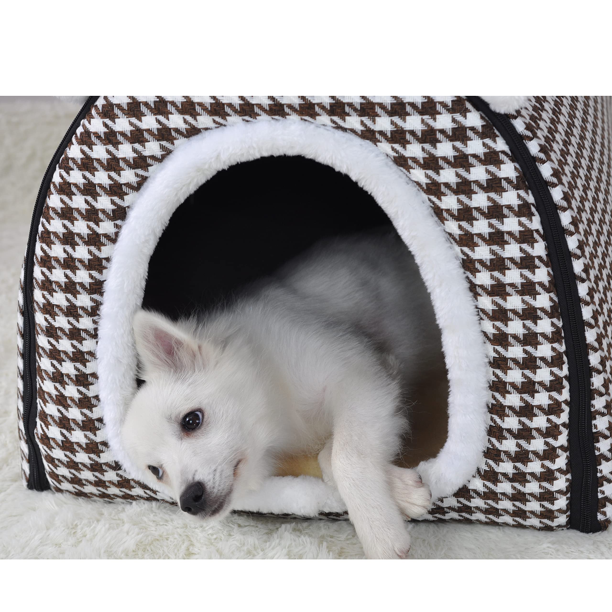 Dog Bed,2 Ways To Use,Indoor Pet House With Fluffy Mat,Removable And Washable Cover,Non-Slip Bottom,For Extra Large Dogs(3Xl Bro