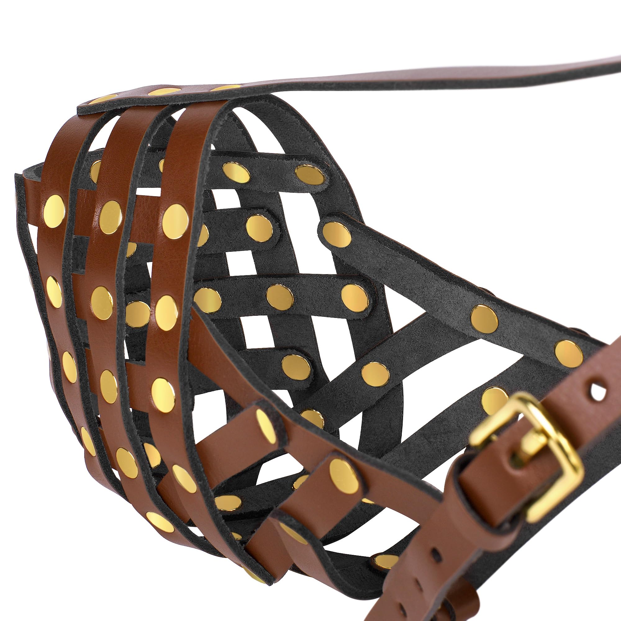 Oopsdoggy Labrador Dog Muzzle For Large Dogs - Leather Breathable Secure Basket Muzzle For Large Breeds Retriever Prevents Bitin