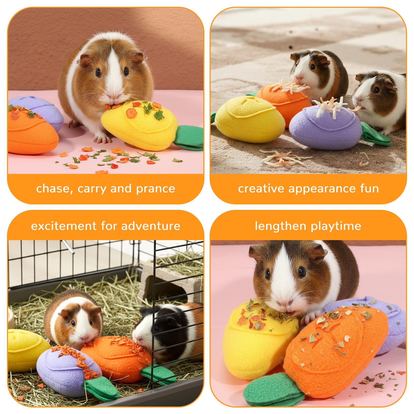 3 Pcs Guinea Pig Toys Guinea Pig Enrichment Toys Washable Snuffle Ball Treat Dispenser Slow Feeder Toy Boredom Puzzle Feed Game