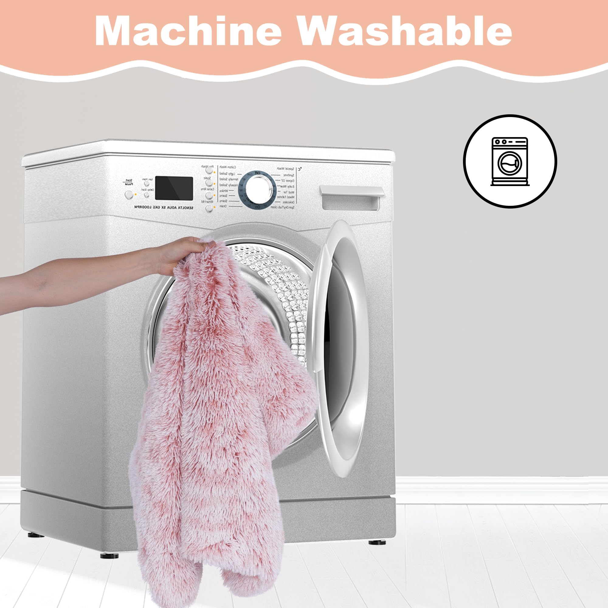 Bedfolks Waterproof Crate Bed, Plush Dog Kennel Pad With Removable Washable Cover, Faux Fur, Fluffy 47''X29'', Pink