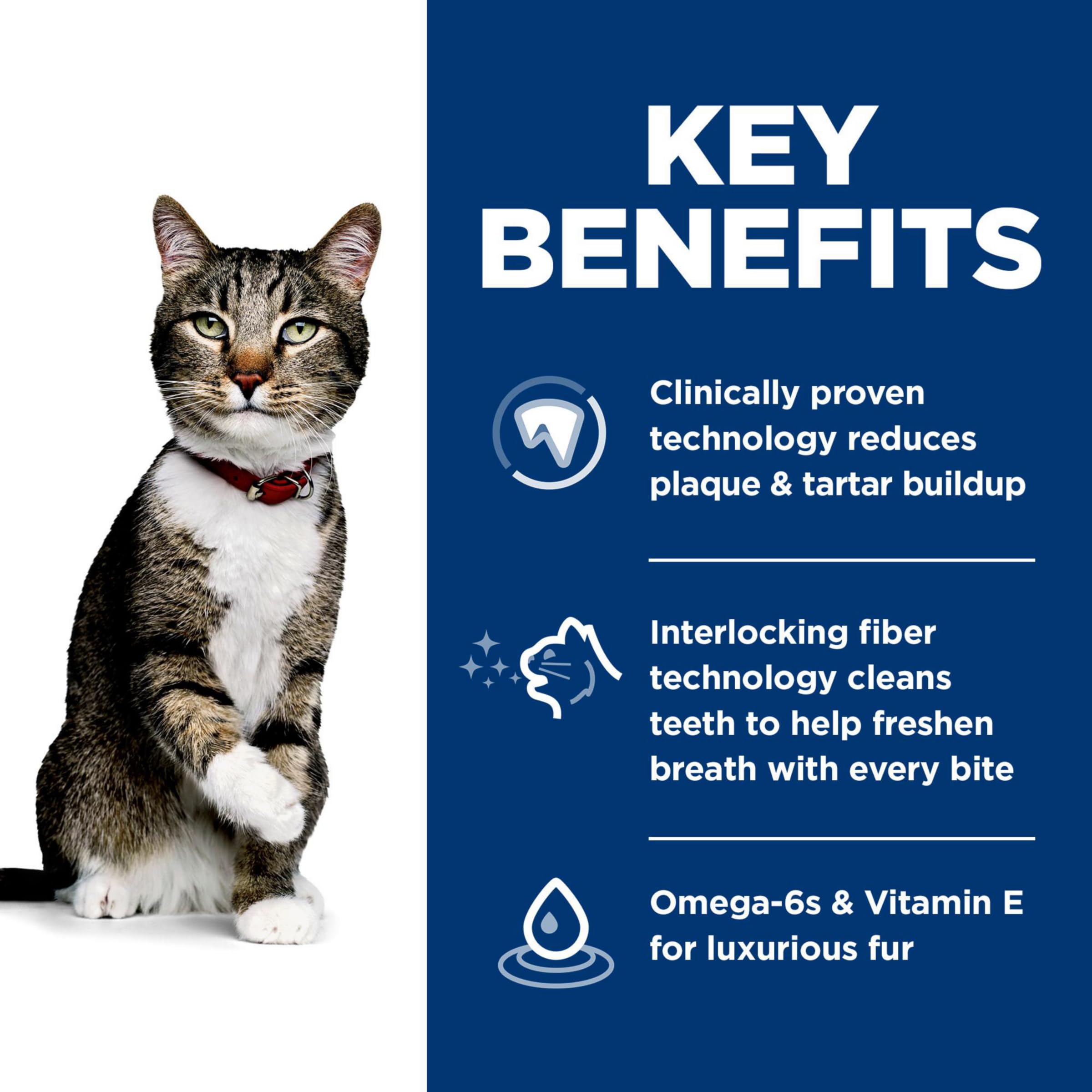 Hills Science Diet Oral Care, Adult 1-6, Plaque & Tartar Buildup Support, Dry Cat Food, Chicken Recipe, 7 lb Bag