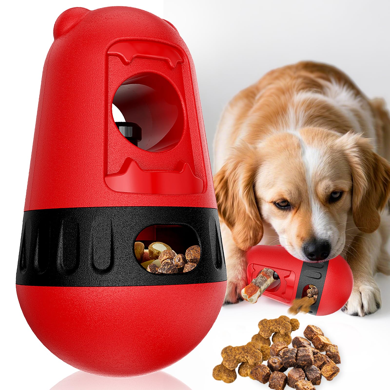 2 In 1 Treat Dispensing Dog Toys, Adjustable Puzzle Feeder Dogs With Bully Stick Holder For Small/Medium/Large Dogs, Interactive