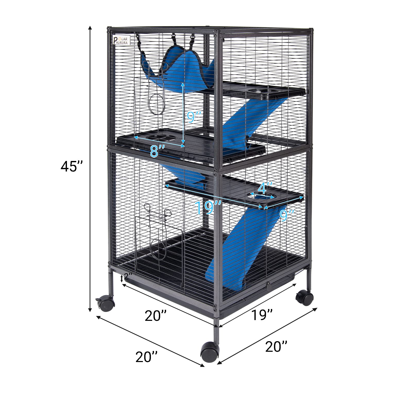 4 Tier Steel Deluxe Small Animal Pet Cage Kit For Guinea Pig Ferret Little Rabbit With Wheels Brakes Hammock 4 Platforms Removable Tray And Ladder With Flannel