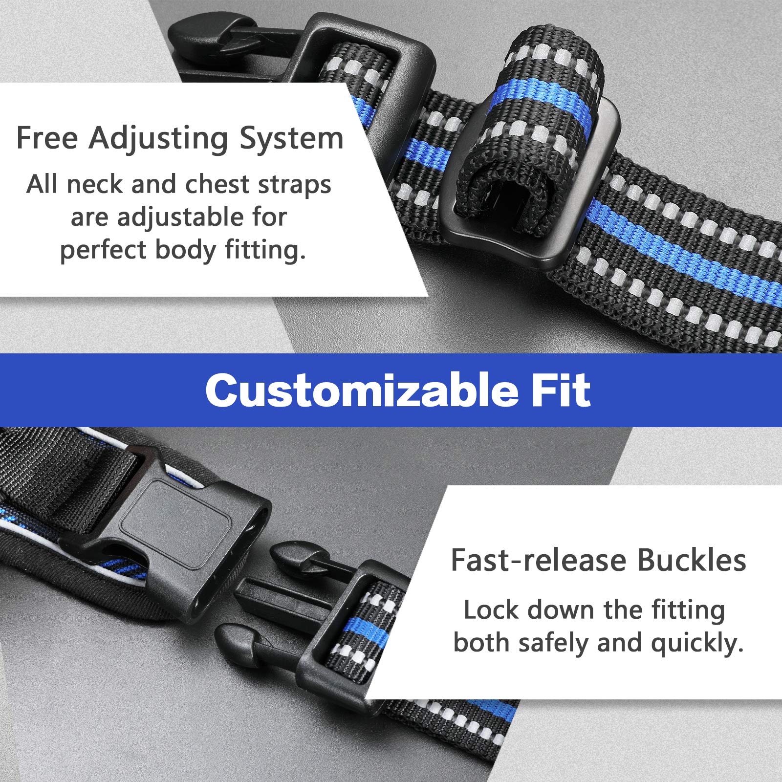 rabbitgoo Dog Harness No-Pull, Comfortable Padded Plaid Harness with Handle Easy Control, Adjustable Reflective Pet Vest with 2