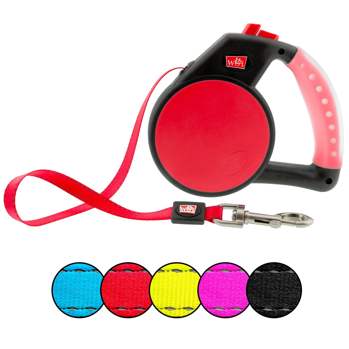 Wigzi Gel Retractable Leash, Small, Red (Smlgl-Rd)