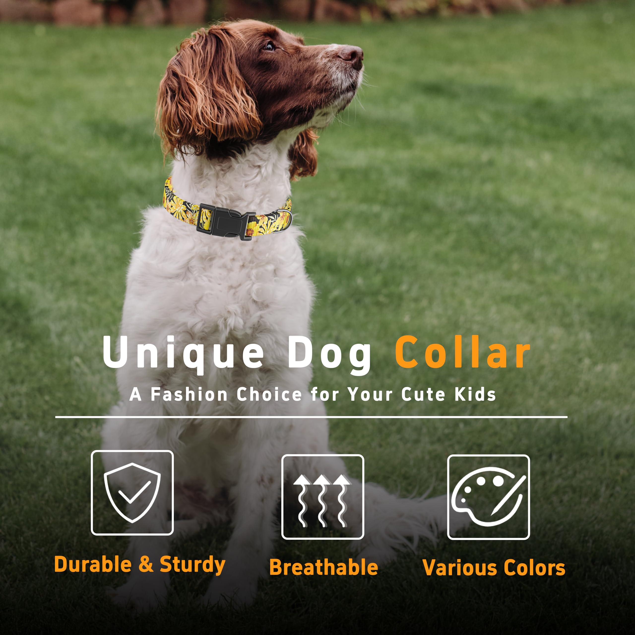 Seyezo Dog Collar For Boys Girls, Puppy Collar For Small Medium Large Dogs, Adjustable Soft Patterned Pet Collar With Safety Buc