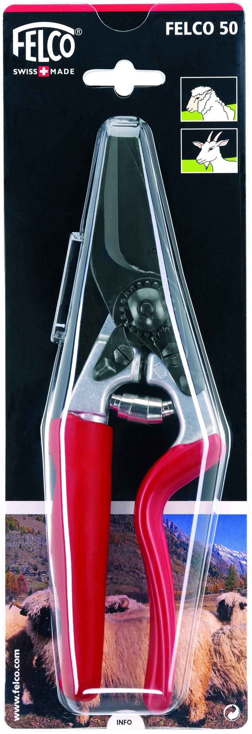 FELCO F 50 Hoof Trimming Shears - High-Performance Alloy Steel Pruners, 35x15x5 cm, Red/Silver for Livestock & Garden