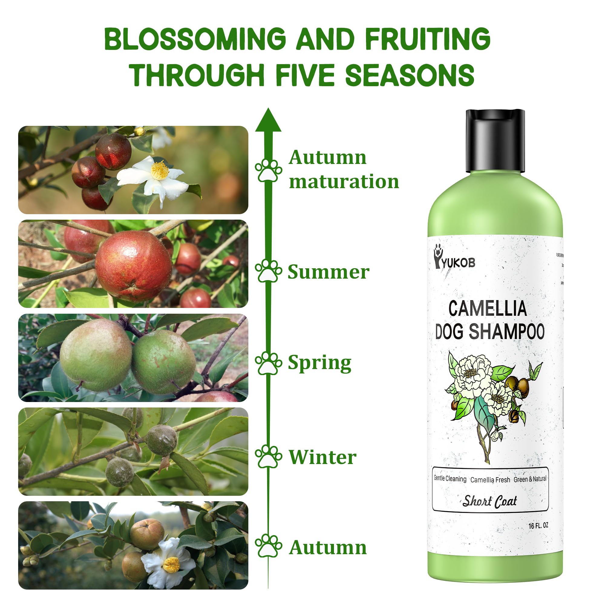 Yukob Dog Shampoo For Allergies & Itching -Natural Camellia Oil Pet Shampoo For Sensitive Skin, Deshedding, Smooth Coat For Smel