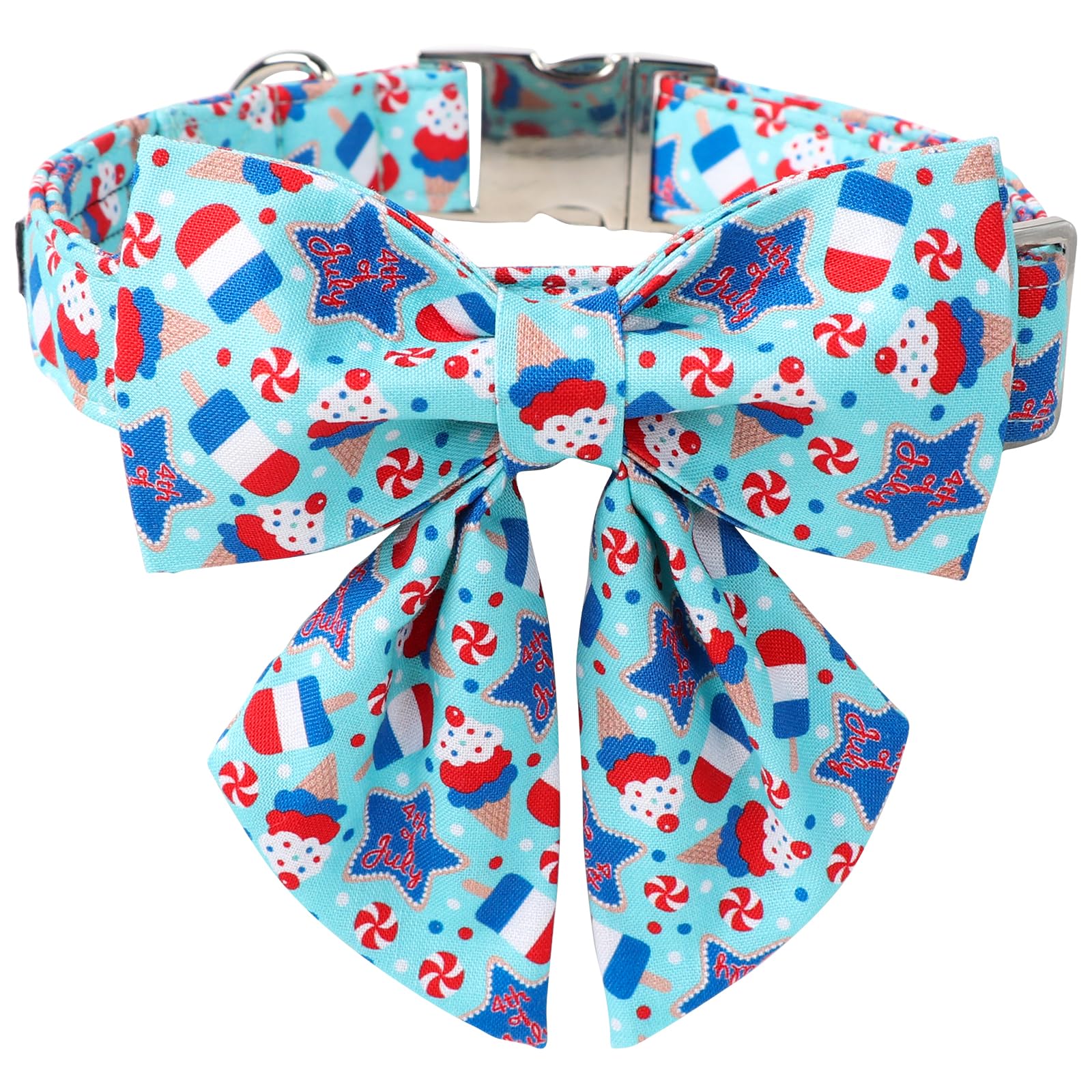 Maca Bates American Flag 4Th Of July Dog Collar With Sailor Bow 4 Of 7 For Dogs Tie Adjustable Durable Icecream Patriotic Usa Co