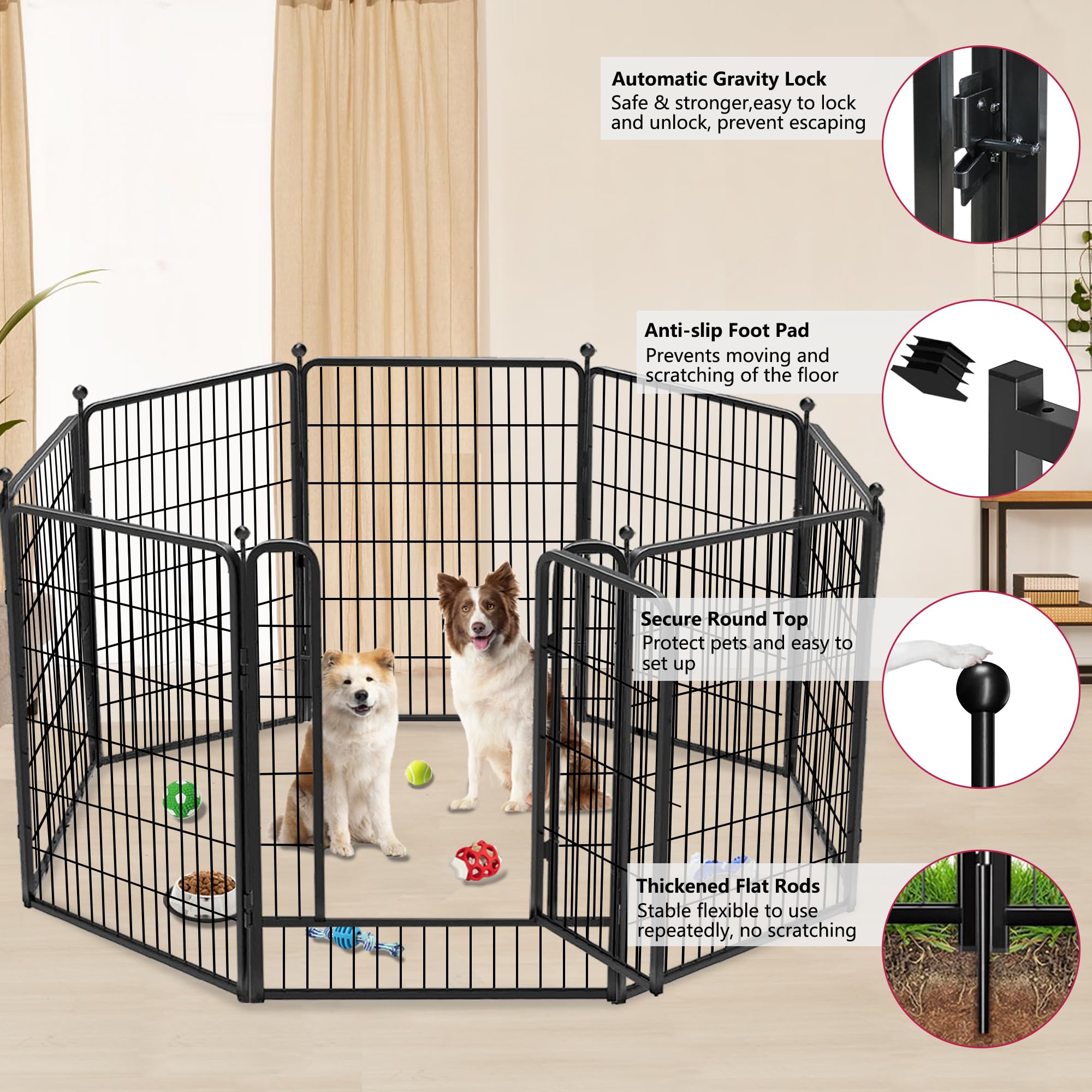 Jhsomdr Dog Playpen Outdoor 40 Inch 16 Panels Indoor Dog Pen For Large/Medium/Small Dogs Rustproof Metal Dog Fence Outdoor For Y