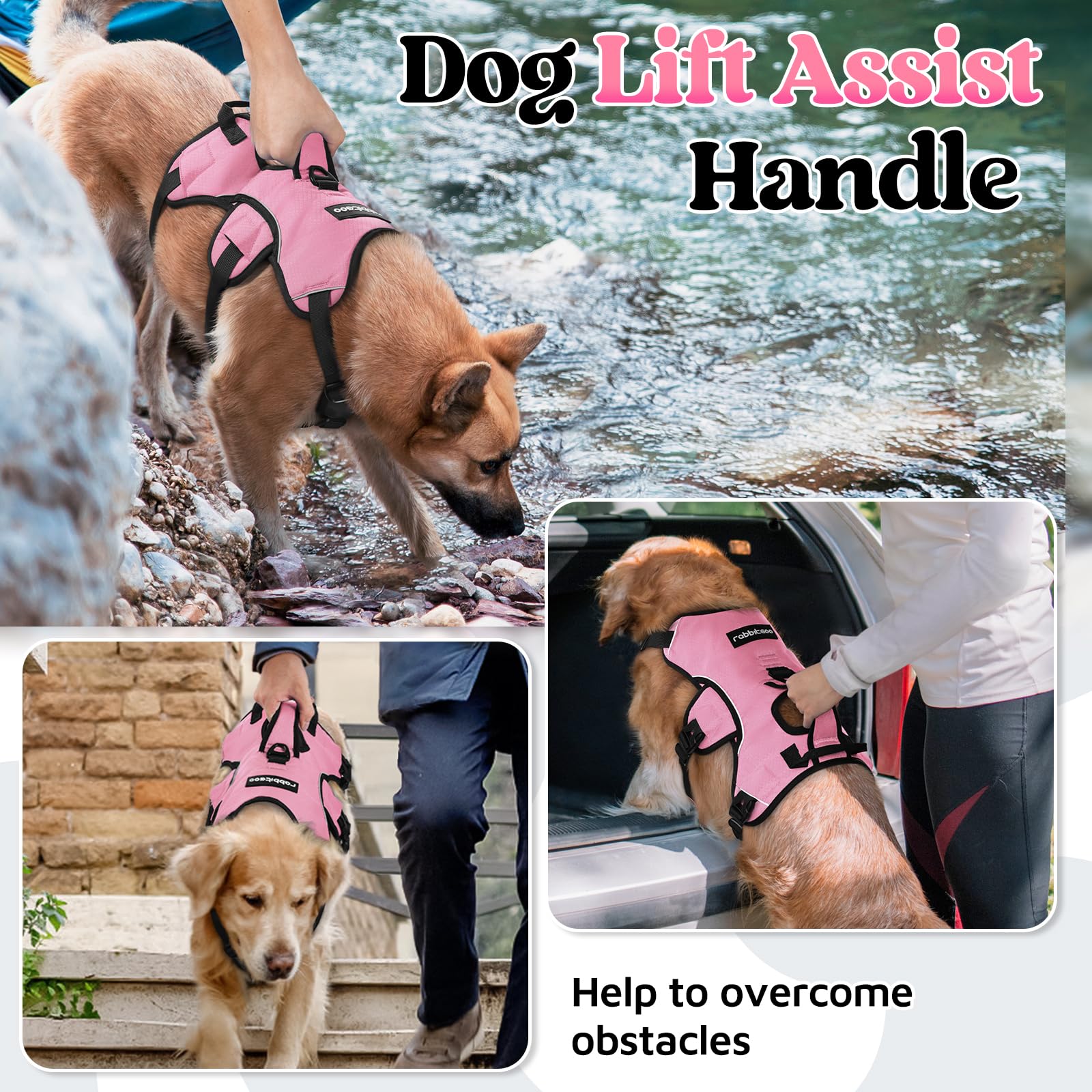 Rabbitgoo Escape Proof Dog Harness Large Dogs, Soft Padded Full Body Pet Harness, Reflective Adjustable No Pull Vest With Lift H