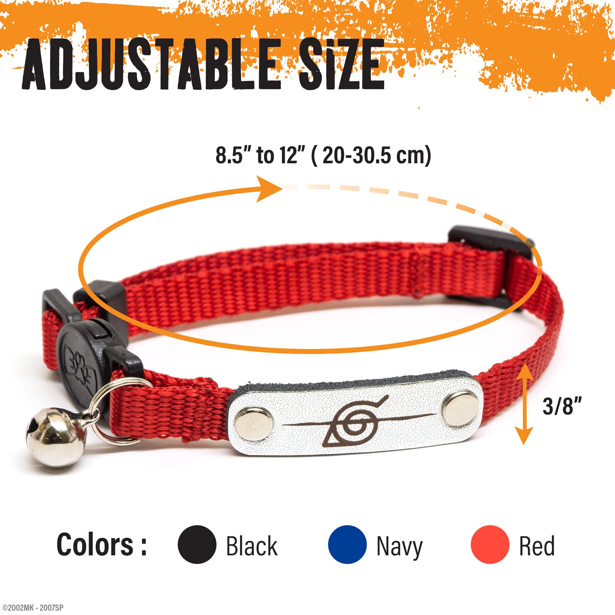 Naruto Cat Collars For Girl Cats, Boy Cats & Small Kitten Collar With Bell | Officially Licensed Naruto Shippuden Hidden Leaf Village Headband Breakaway Cat Collars For Naruto Gifts (Navy, Rogue)