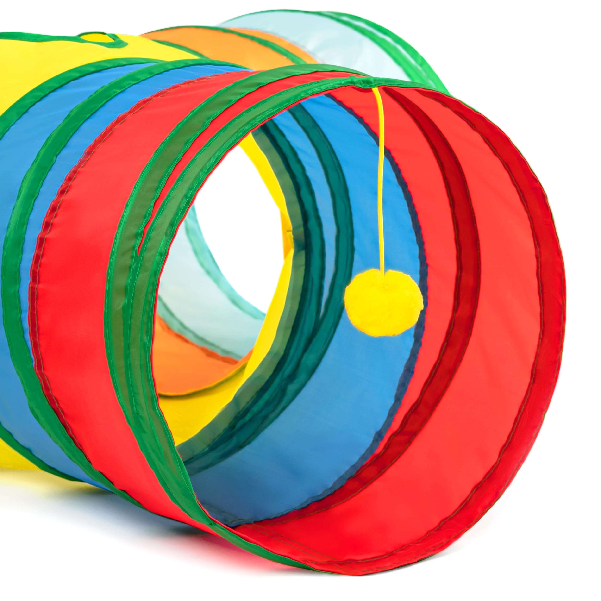 Tempcore Pet Cat Tunnel Tube Cat Toys 3 Way Collapsible, Cat Tunnels For Indoor Cats,Kitty Tunnel Bored Cat Pet Toys Peek Hole Toy Ball Cat, Puppy, Kitty, Kitten, Rabbit Rainbow