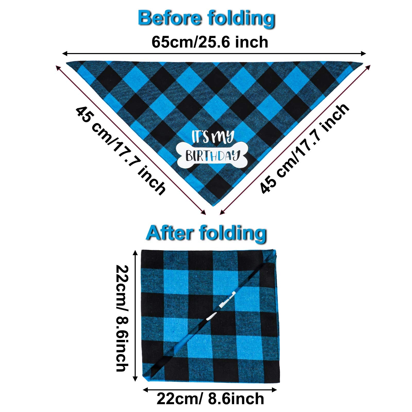 Vipith Double Sided Cotton Dog Birthday Bandana Girl Boy, Washable Reversible Plaid Painting Dog Scarf Bibs For Small Medium Lar